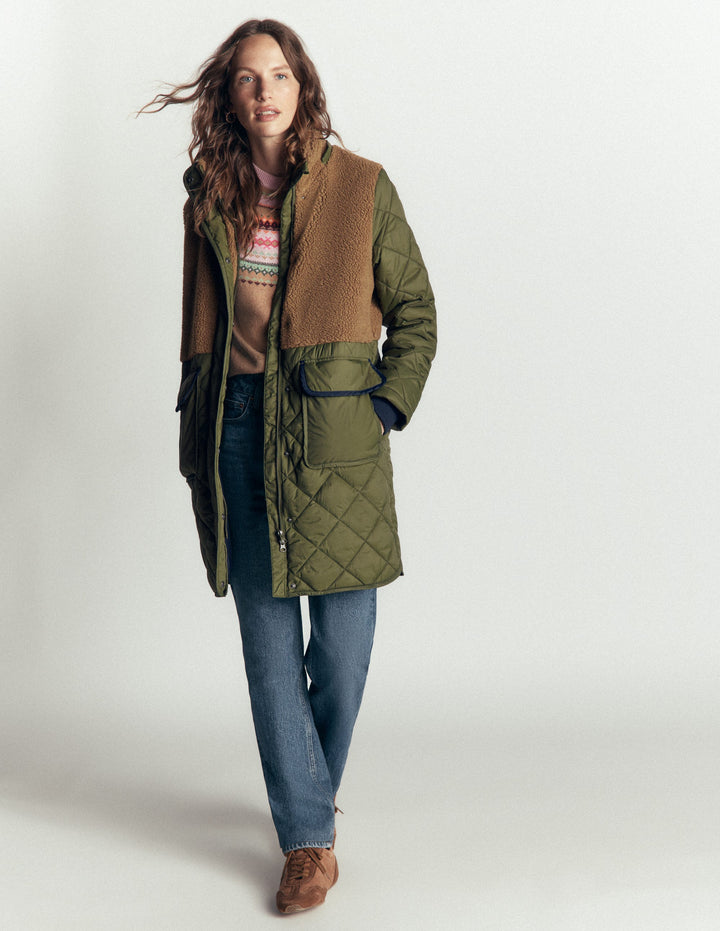 Borg Mix Coat-Woodland Green