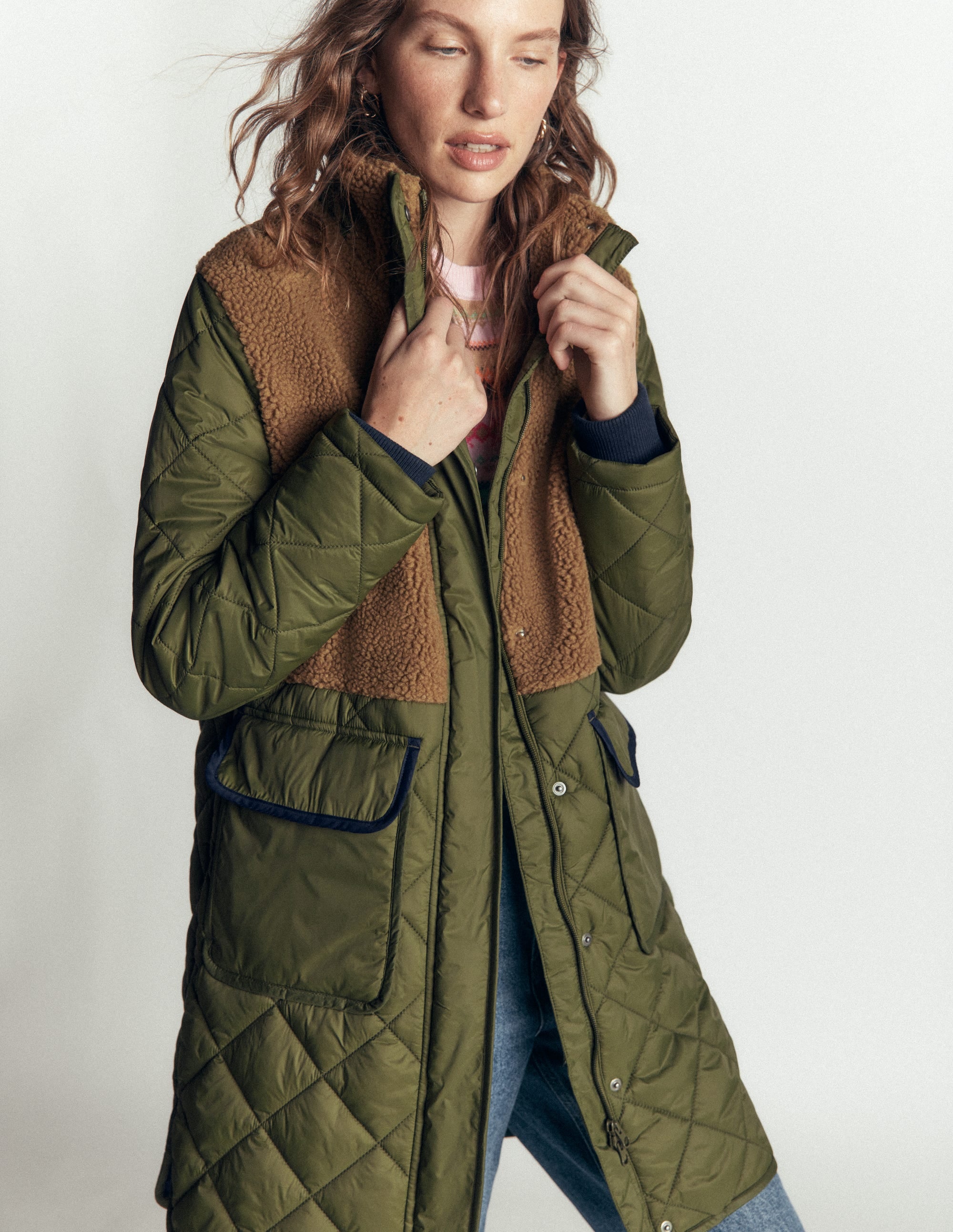 Borg Mix Coat-Woodland Green - Image 6