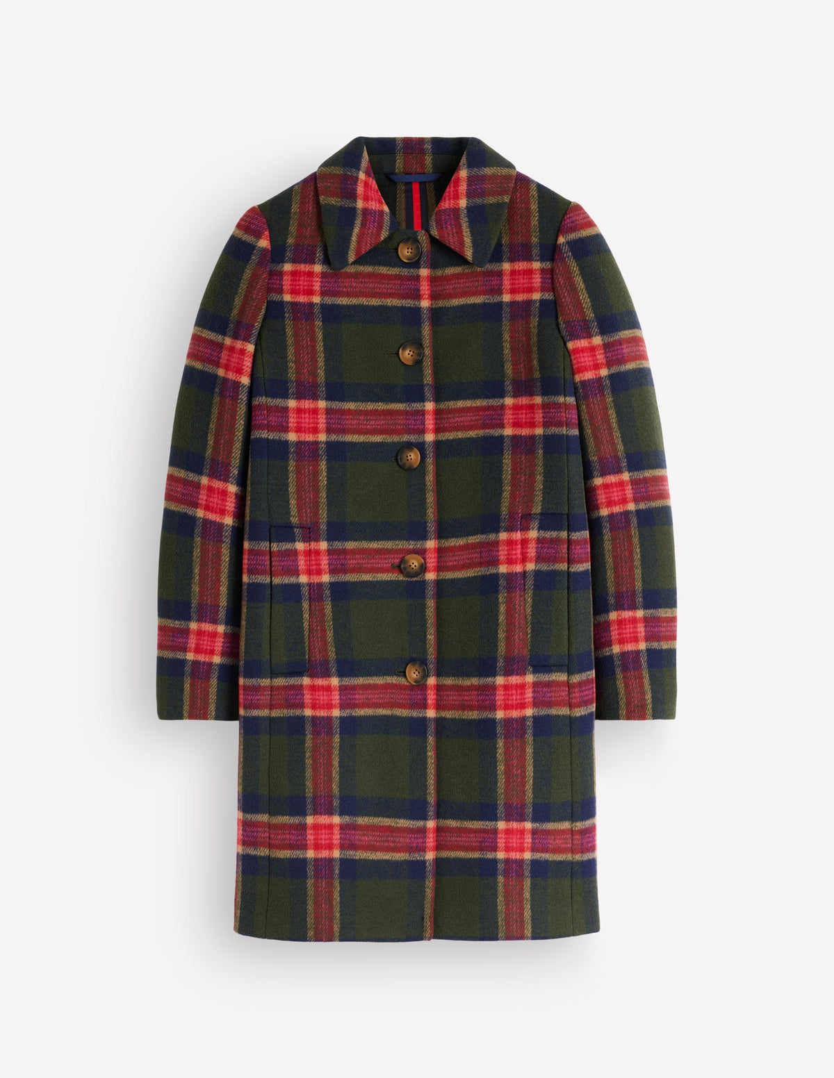 Aylesford Wool Coat-Olive, Navy and Red Check-8