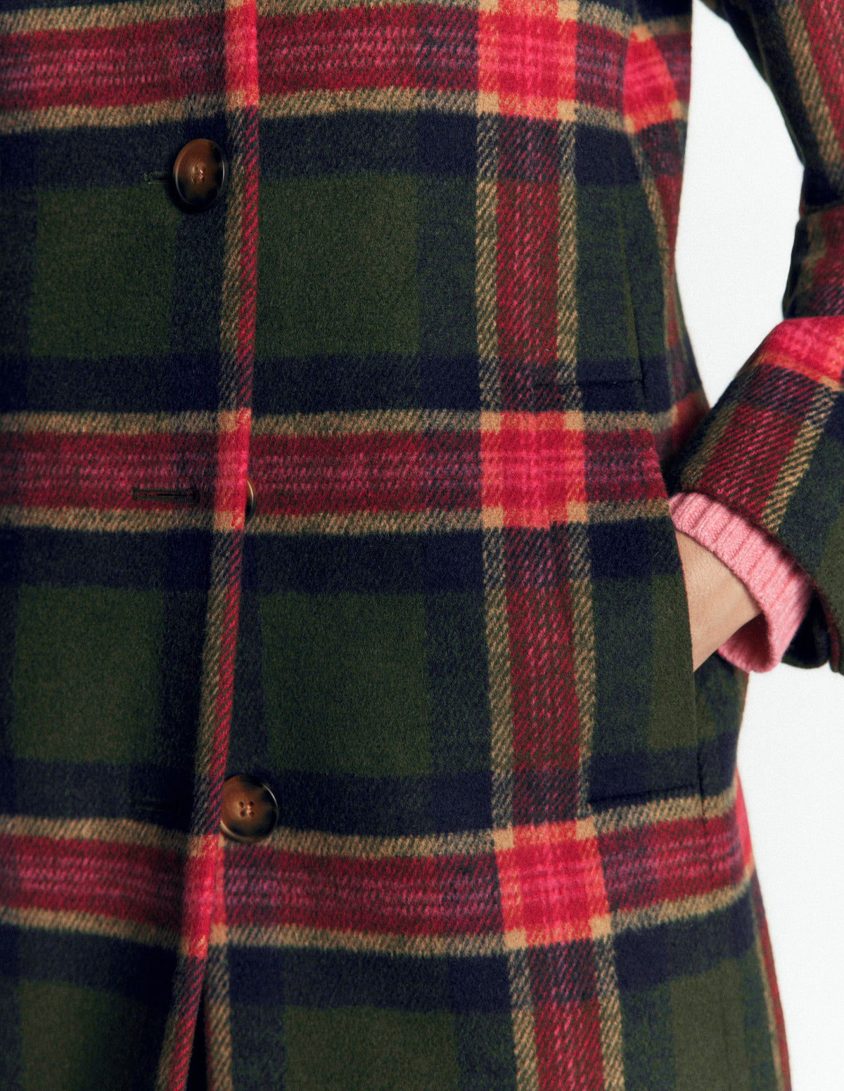 Aylesford Wool Coat-Olive, Navy and Red Check-6