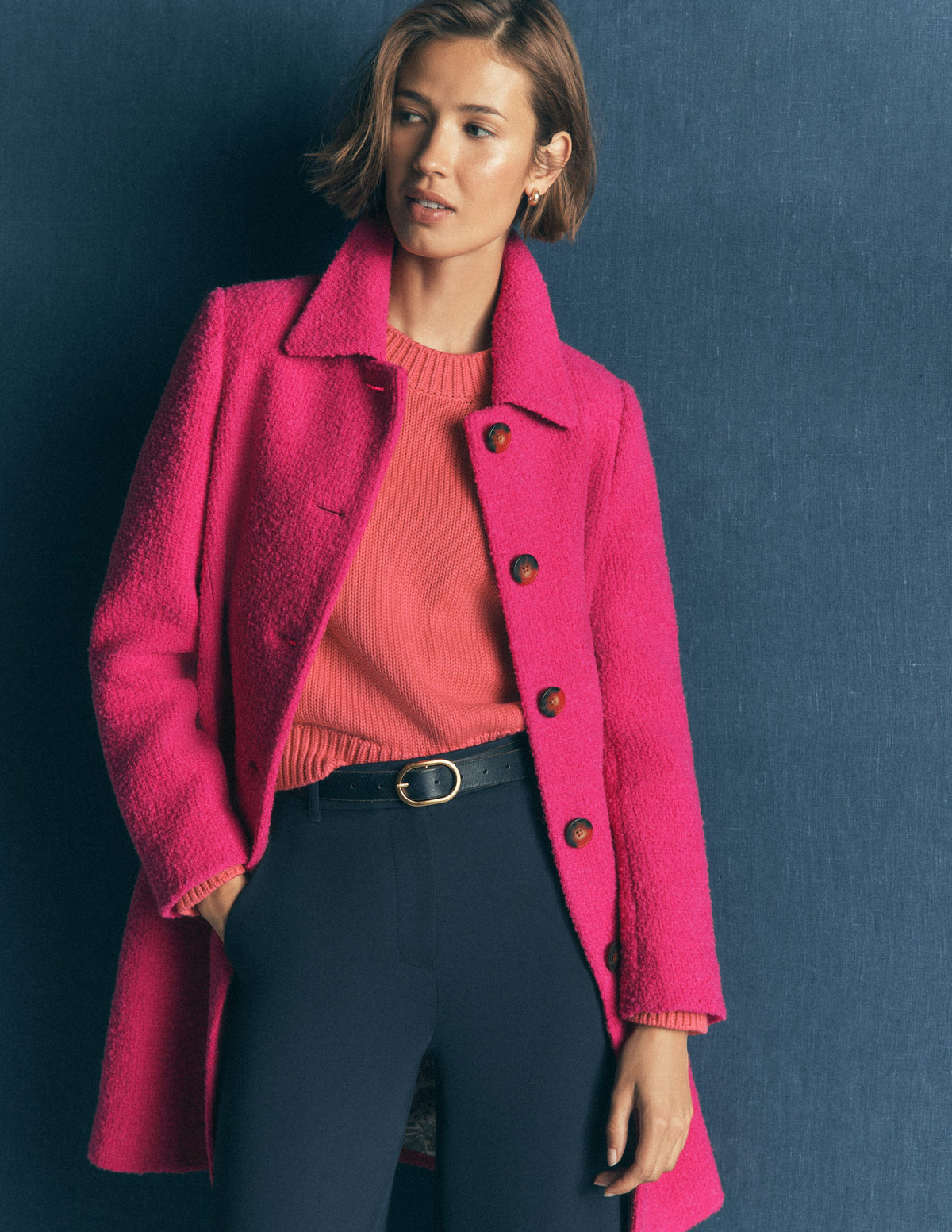 Aylesford Wool Coat-Bright Pink - Image 1