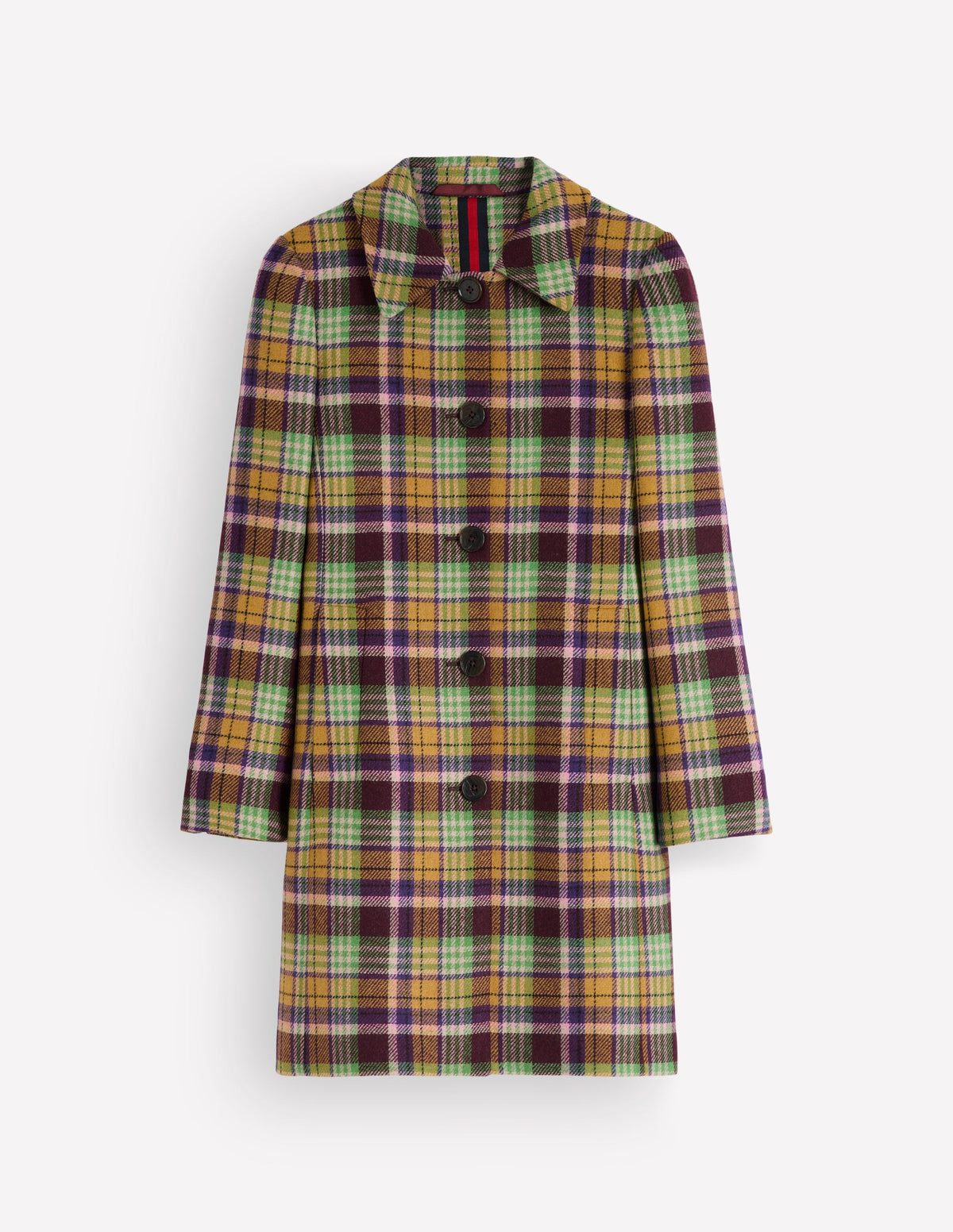 Aylesford Wool Coat-Yellow, Maroon Multi Check - Image 6