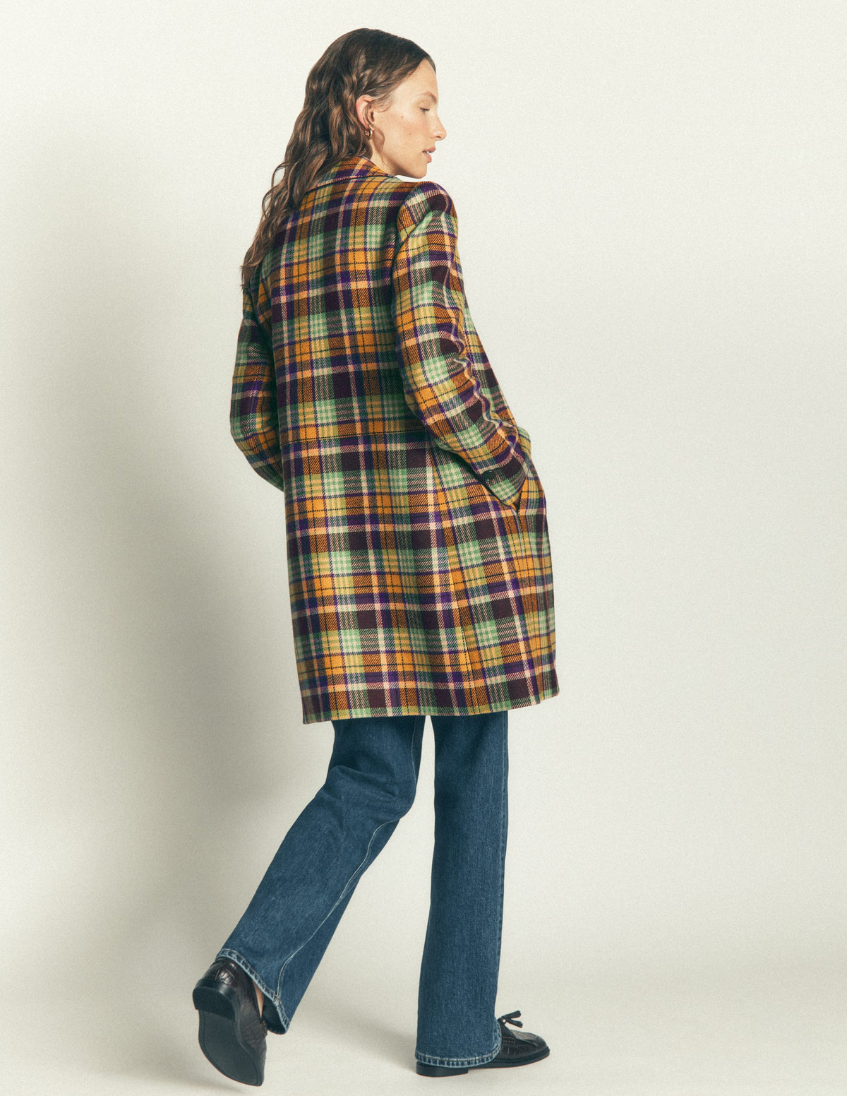 Aylesford Wool Coat-Yellow, Maroon Multi Check - Image 4