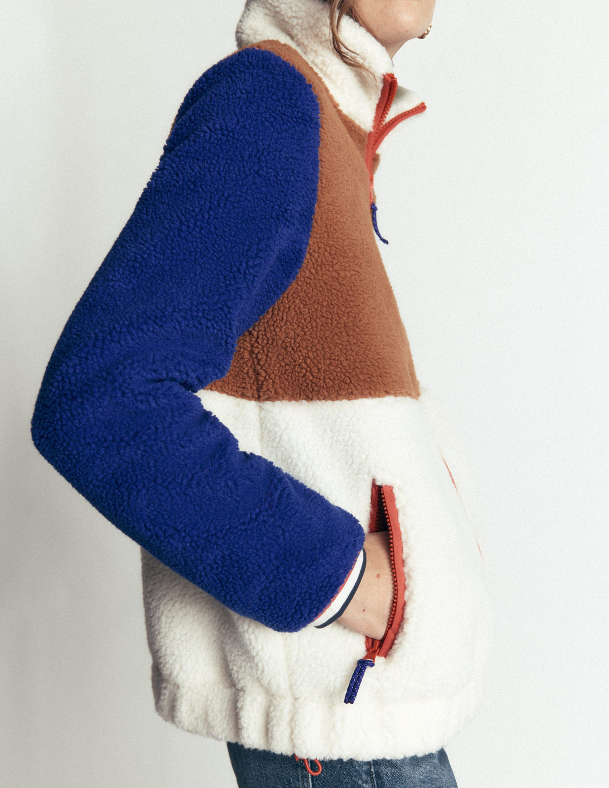 Alnwick Borg Jacket-Brown, Ivory Colour Block - Image 5