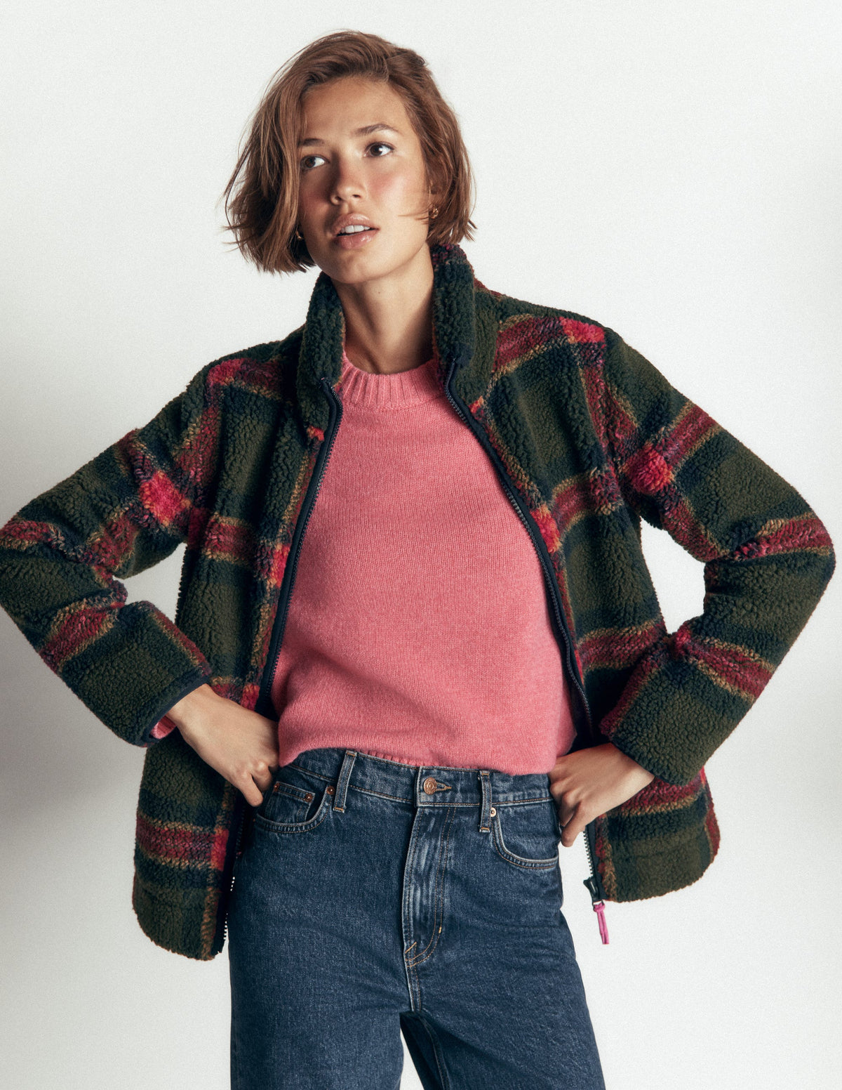 Alnwick Borg Jacket-Olive, Navy and Red Check - Image 1