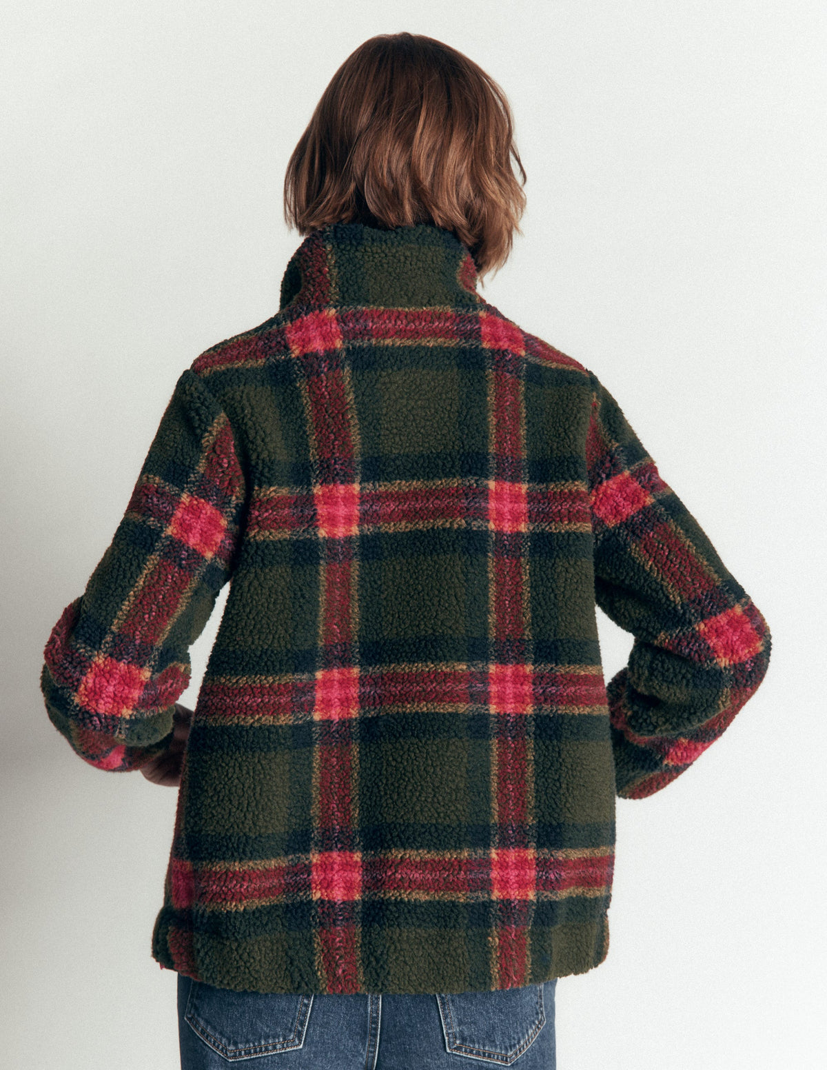 Alnwick Borg Jacket-Olive, Navy and Red Check - Image 3