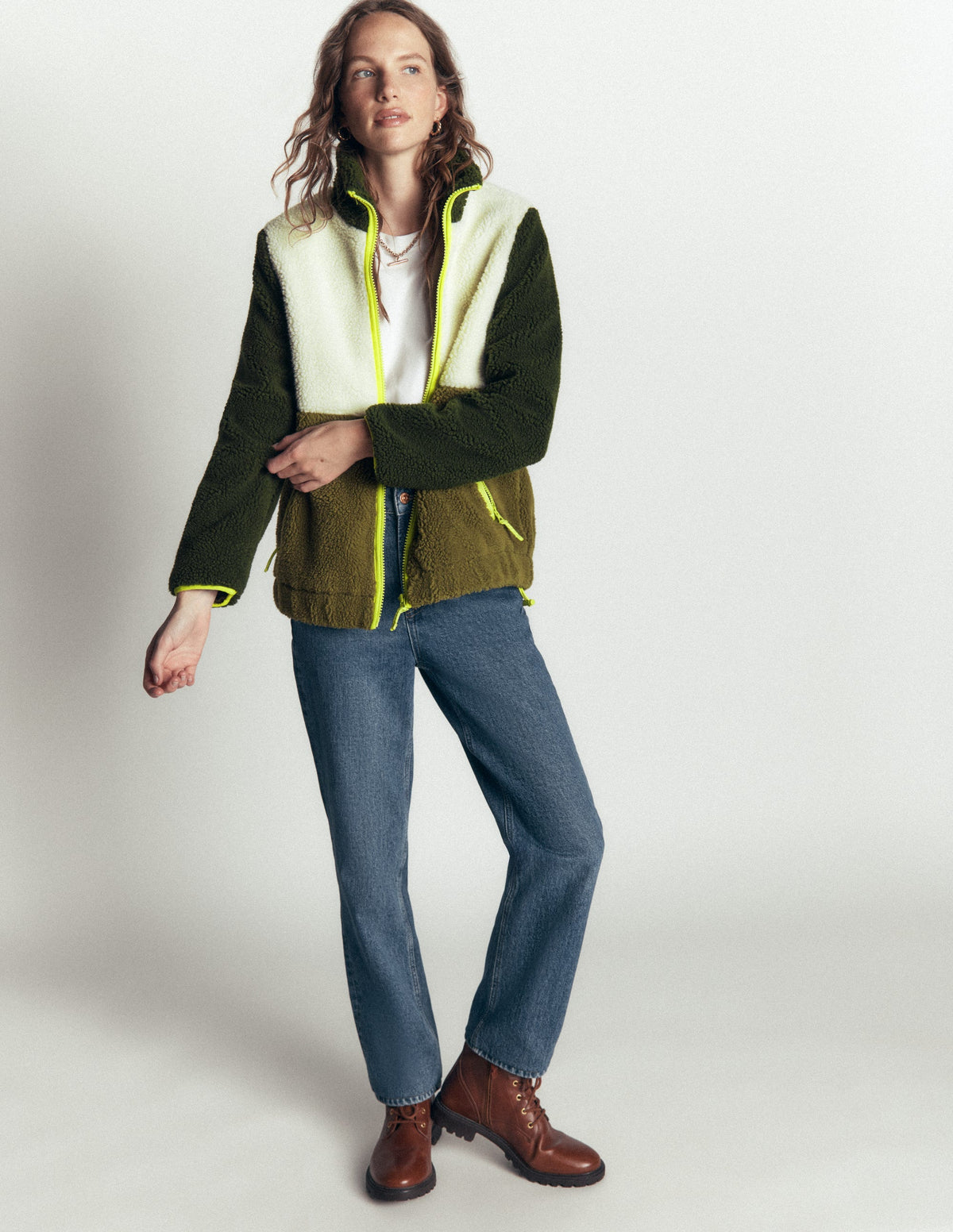 Alnwick Borg Jacket-Green, Ivory Colour Block - Image 4