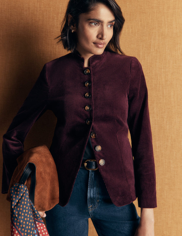 Hereford Military Cord Jacket-Dark Cherry