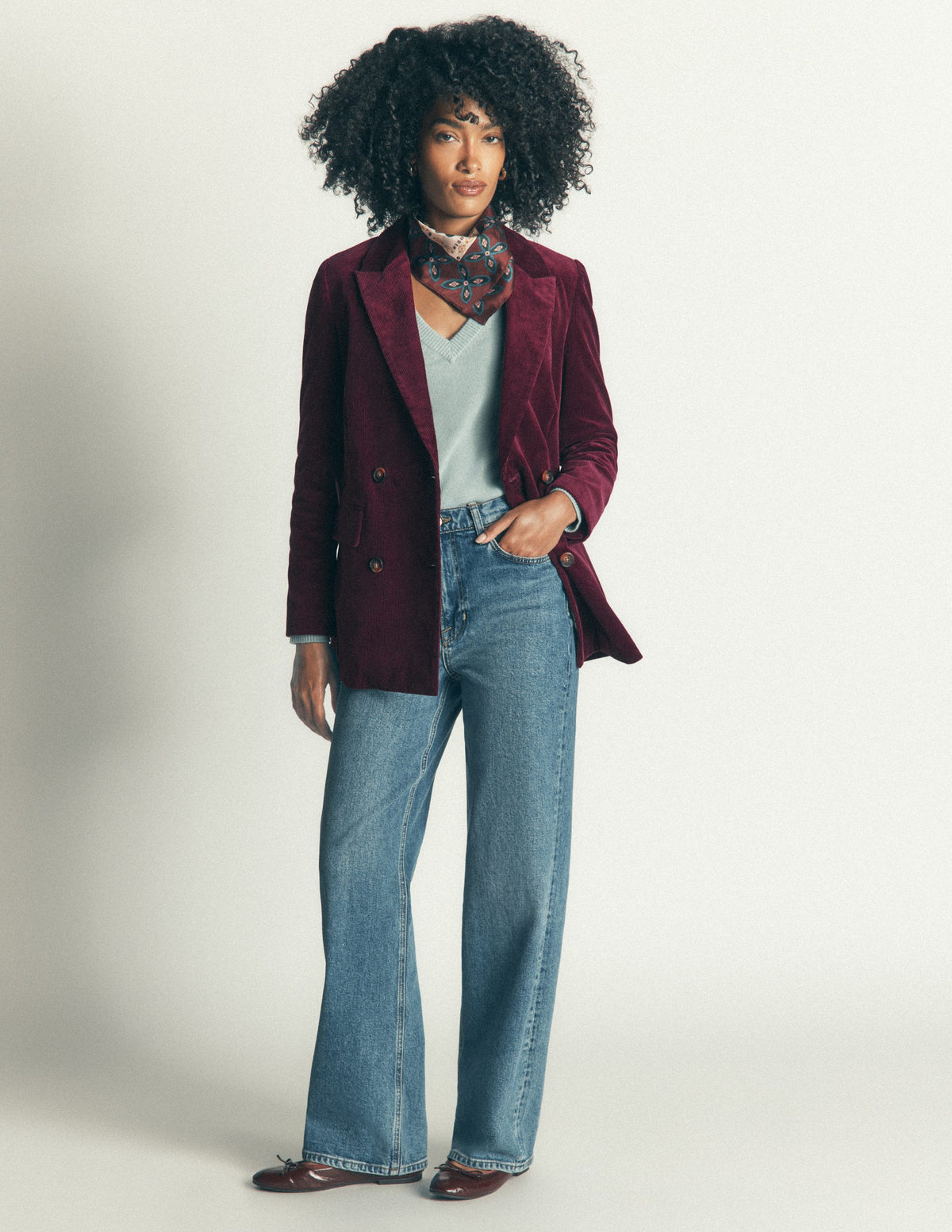 Keswick Cord Blazer-Dark Crimson - Image 1