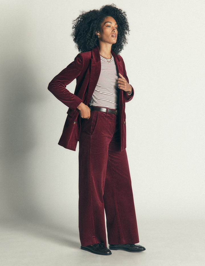 Keswick Cord Blazer-Dark Crimson
