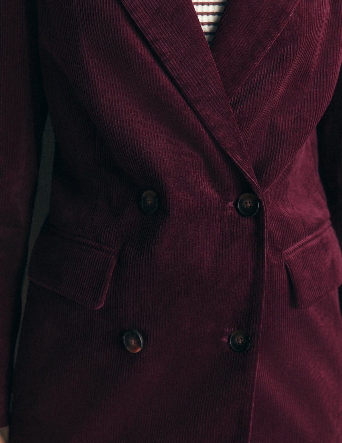 Keswick Cord Blazer-Dark Crimson - Image 2