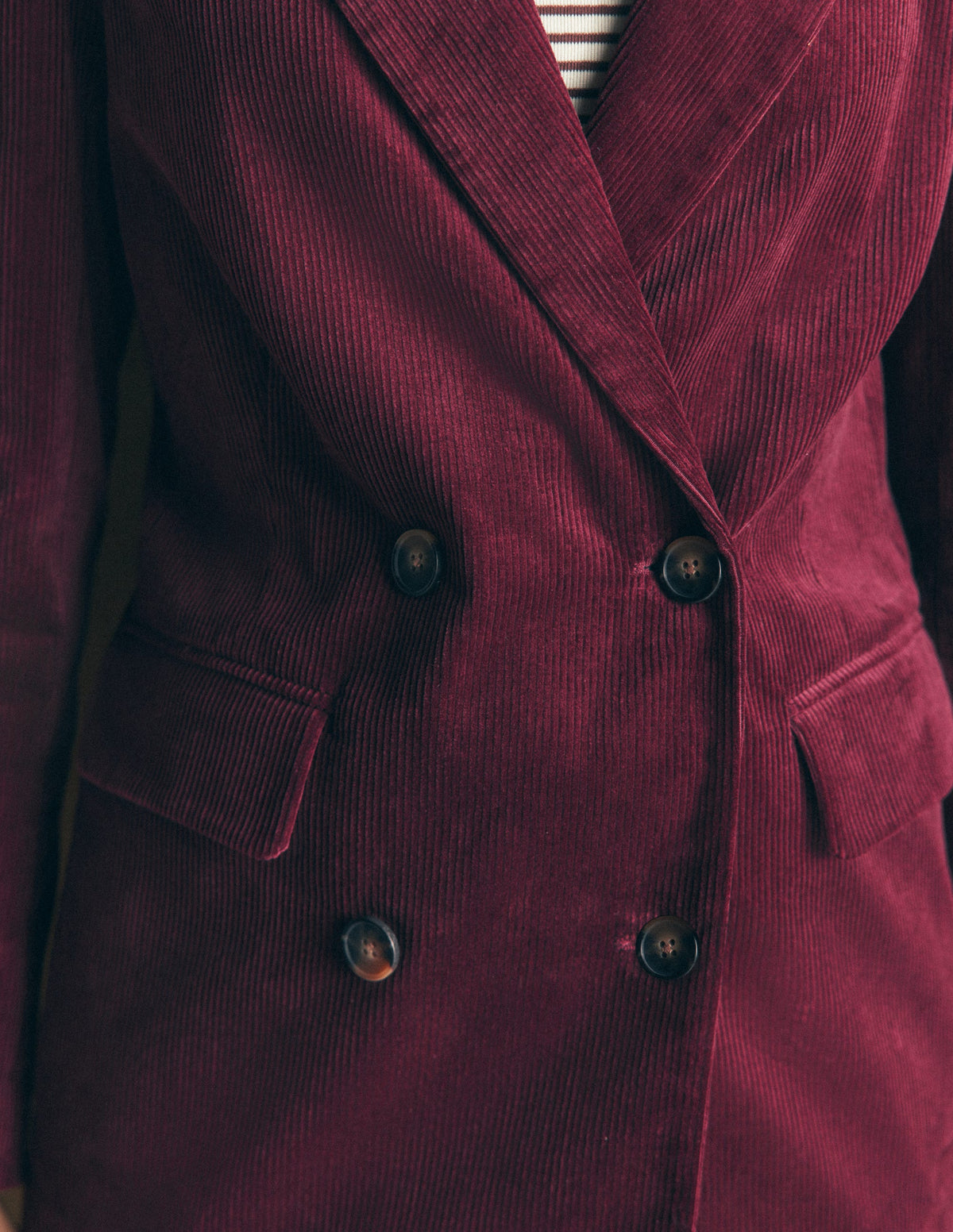 Keswick Cord Blazer-Dark Crimson - Image 2
