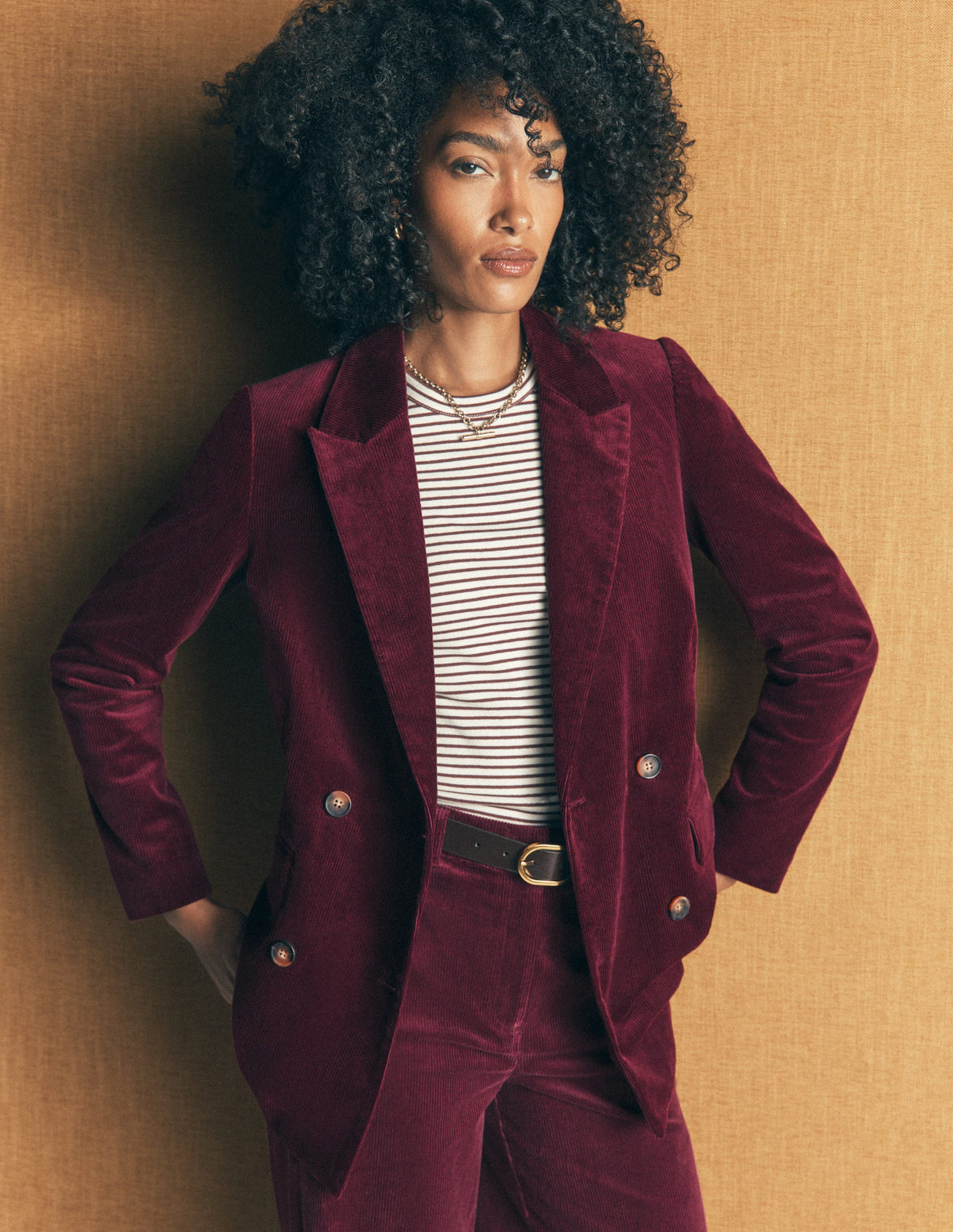 Keswick Cord Blazer-Dark Crimson - Image 4