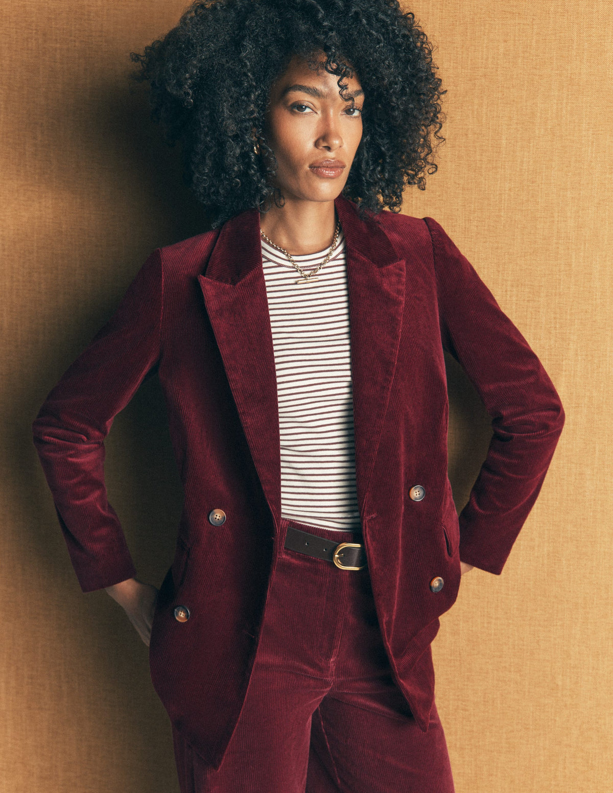 Keswick Cord Blazer-Dark Crimson - Image 4