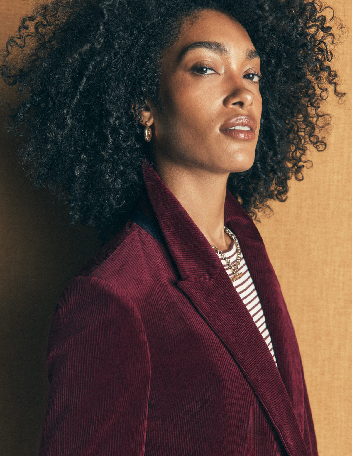 Keswick Cord Blazer-Dark Crimson - Image 5