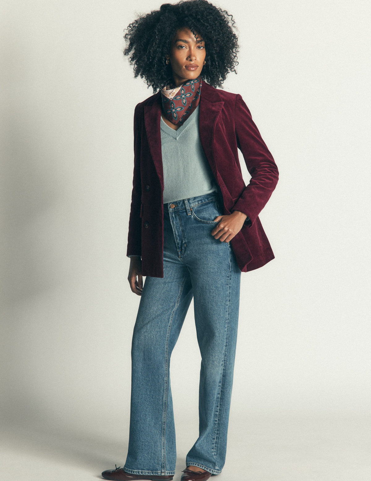 Keswick Cord Blazer-Dark Crimson - Image 7