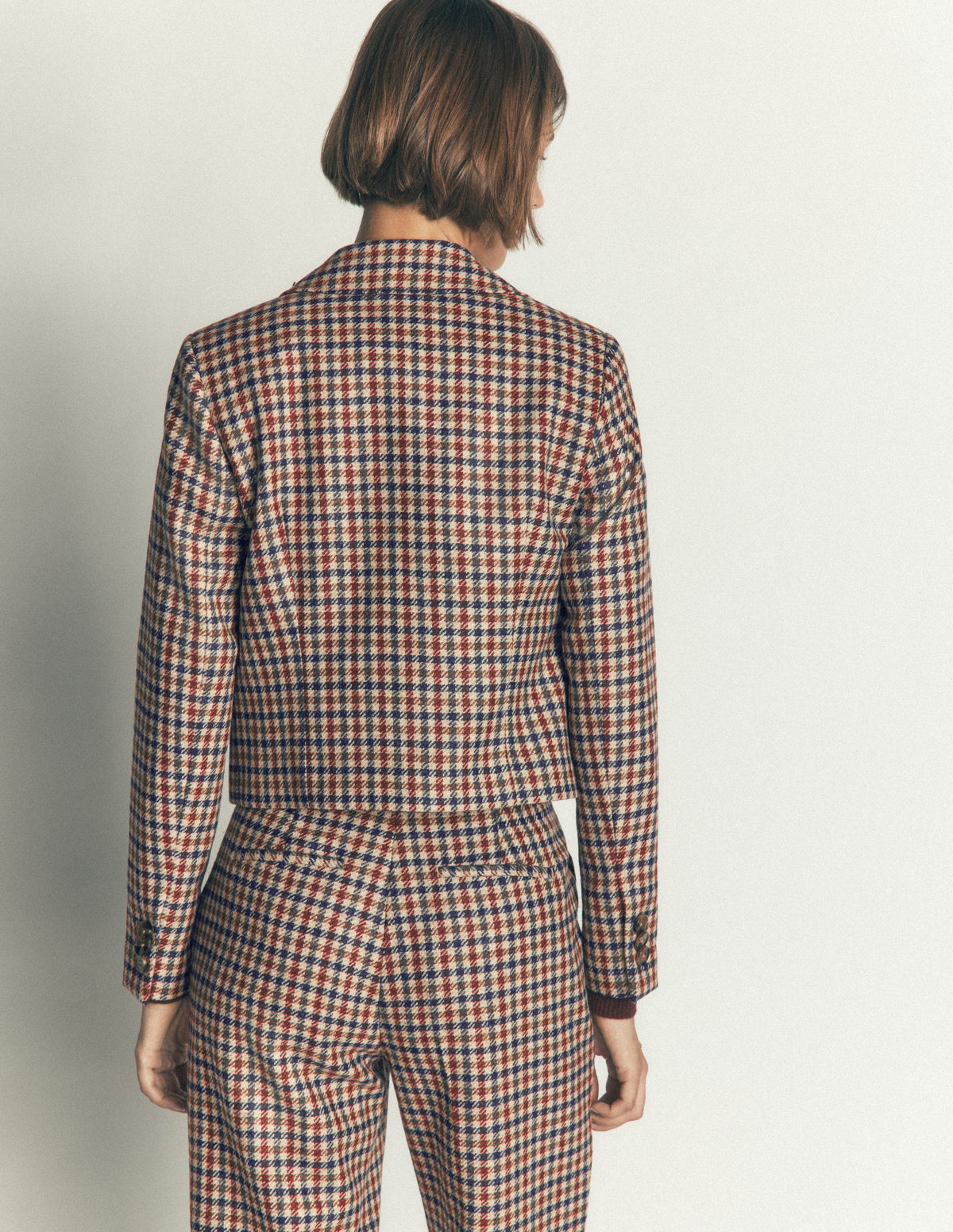 Dartmouth Wool Blend Blazer-Ivory, Blue and Maroon Check - Image 4