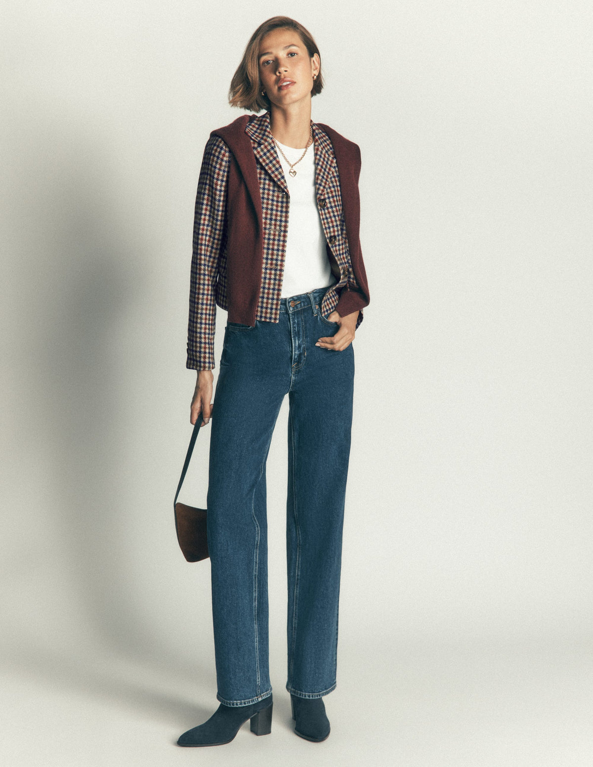 Dartmouth Wool Blend Blazer-Ivory, Blue and Maroon Check - Image 6