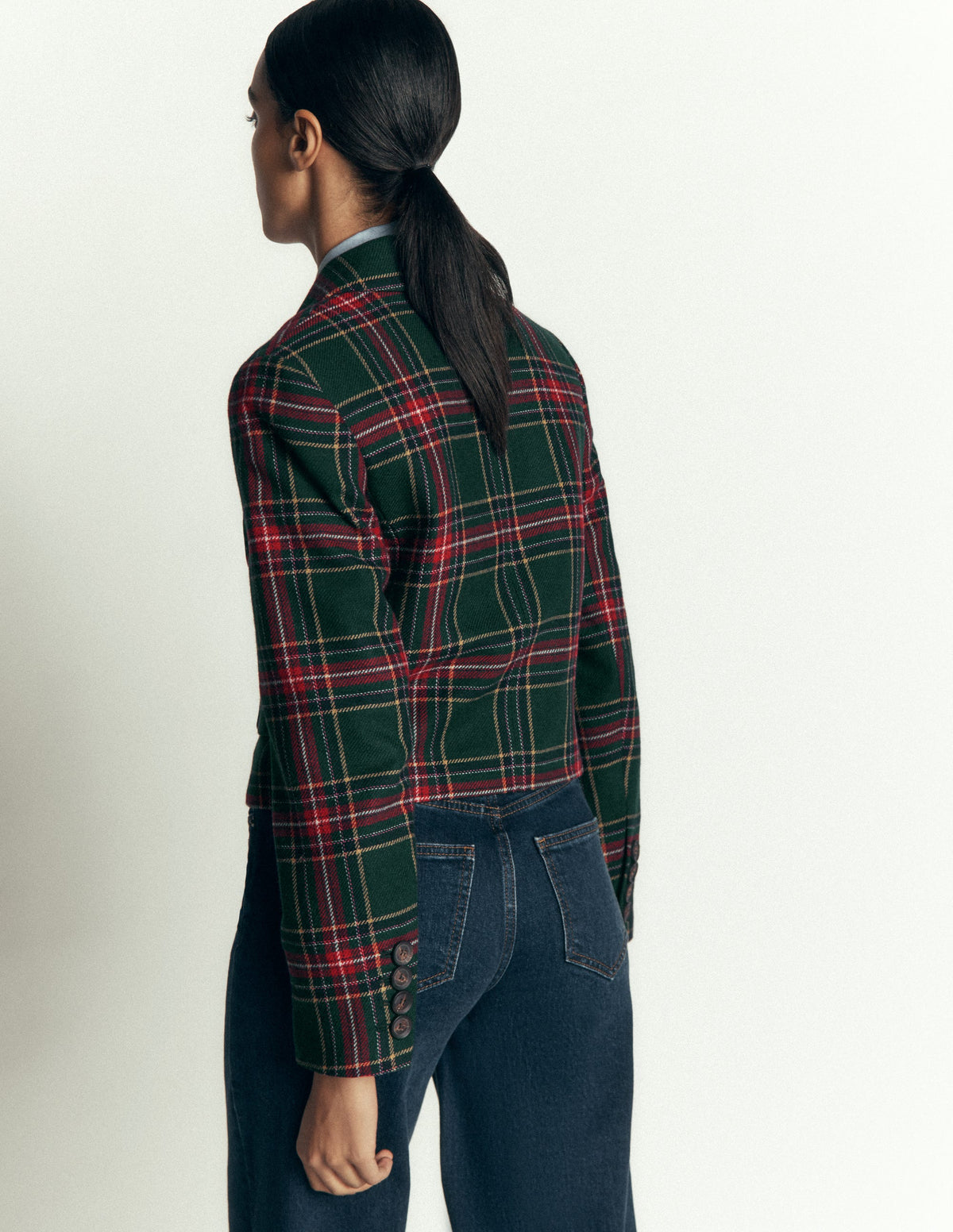 Dartmouth Wool Blend Blazer-Green, Navy and Red Check-3