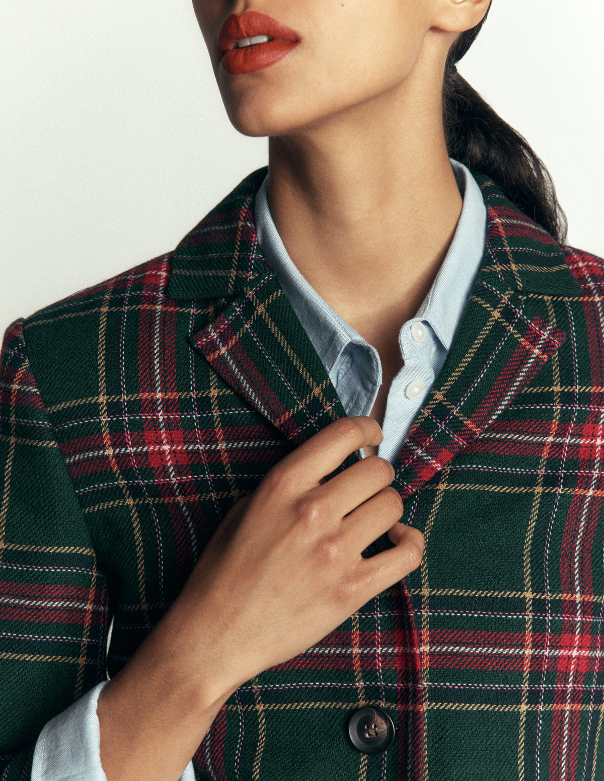 Dartmouth Wool Blend Blazer-Green, Navy and Red Check - Image 4