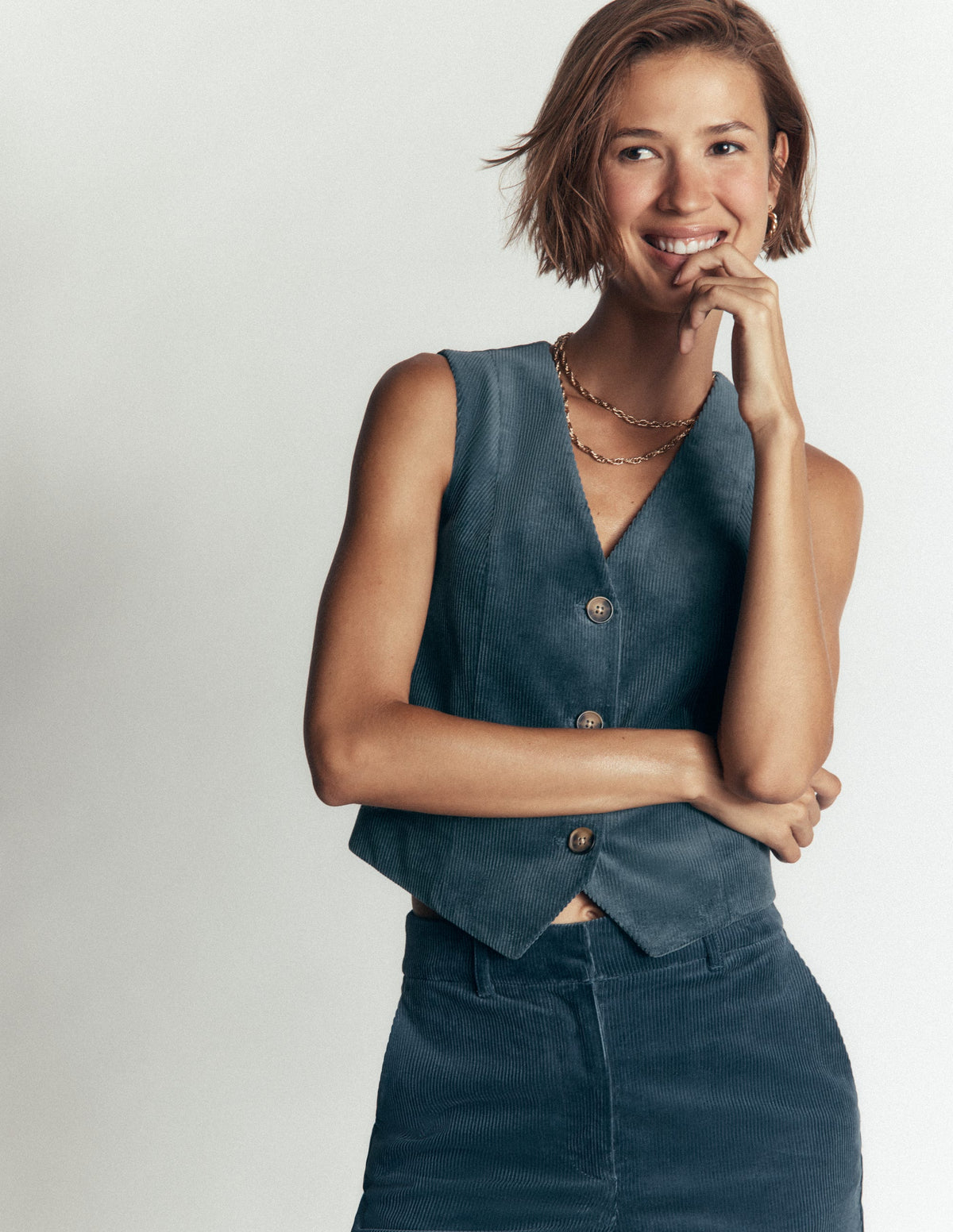V-Neck Waistcoat-Storm Blue - Image 1