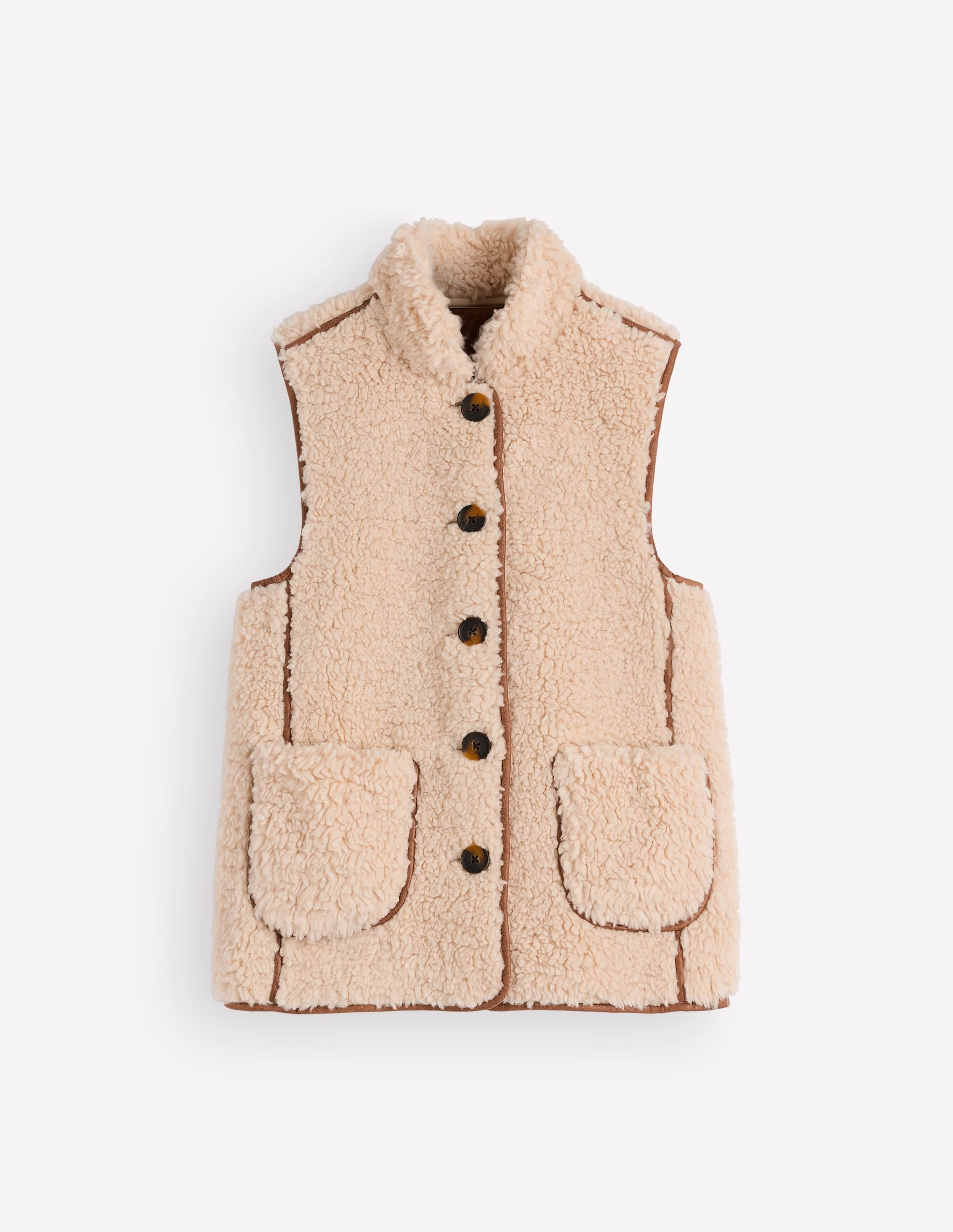 Funnel Neck Borg Gilet-Natural Borg - Image 6