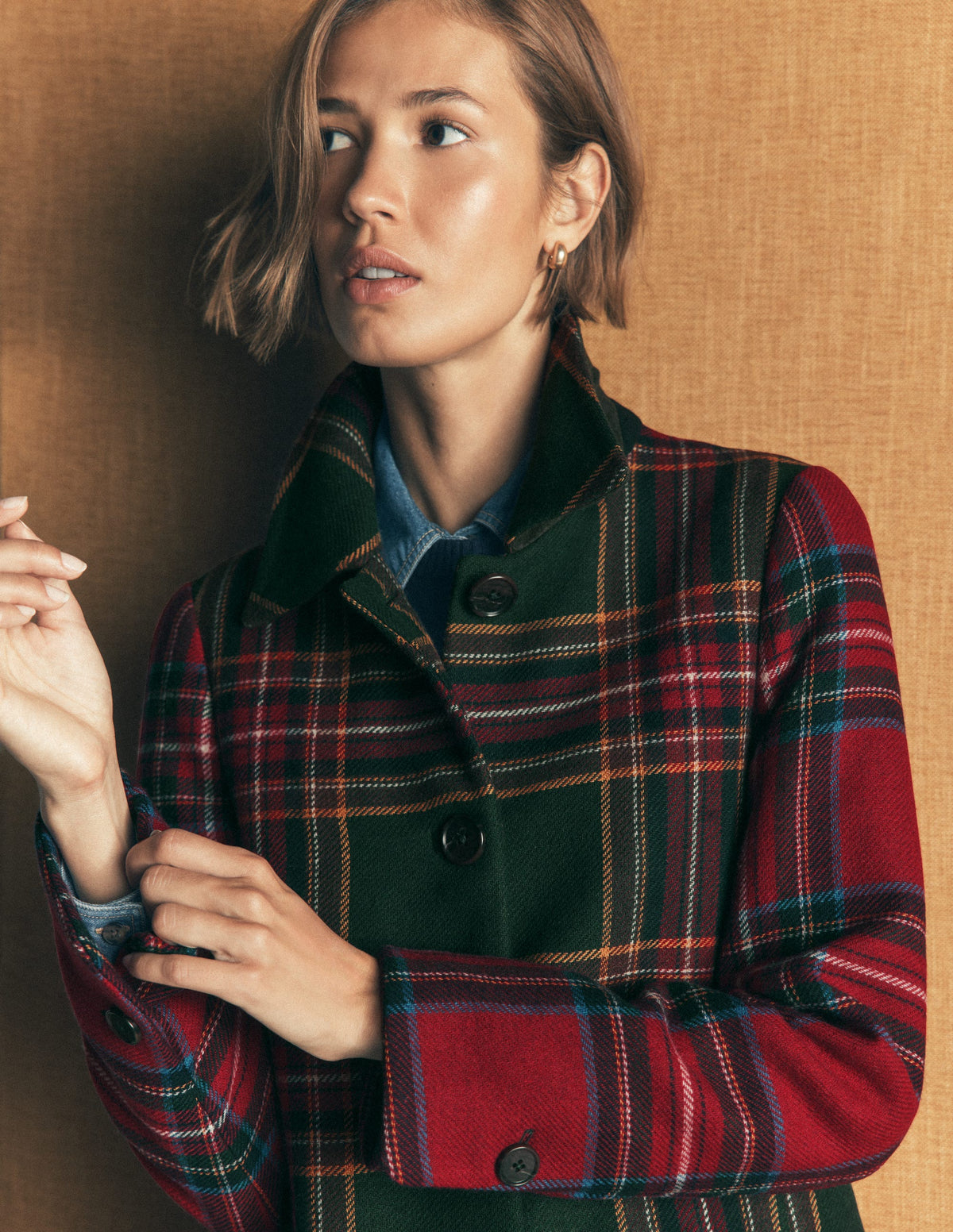 Aylesford Longline Coat-Red and Green Hotch Check - Image 3