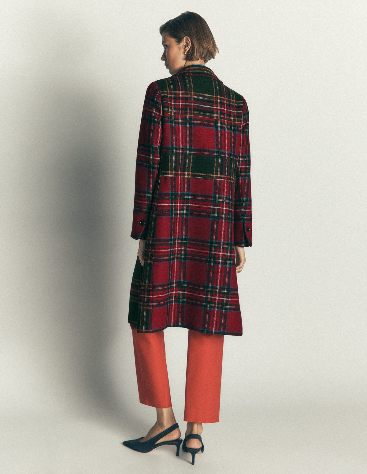 Aylesford Longline Coat-Red and Green Hotch Check - Image 4