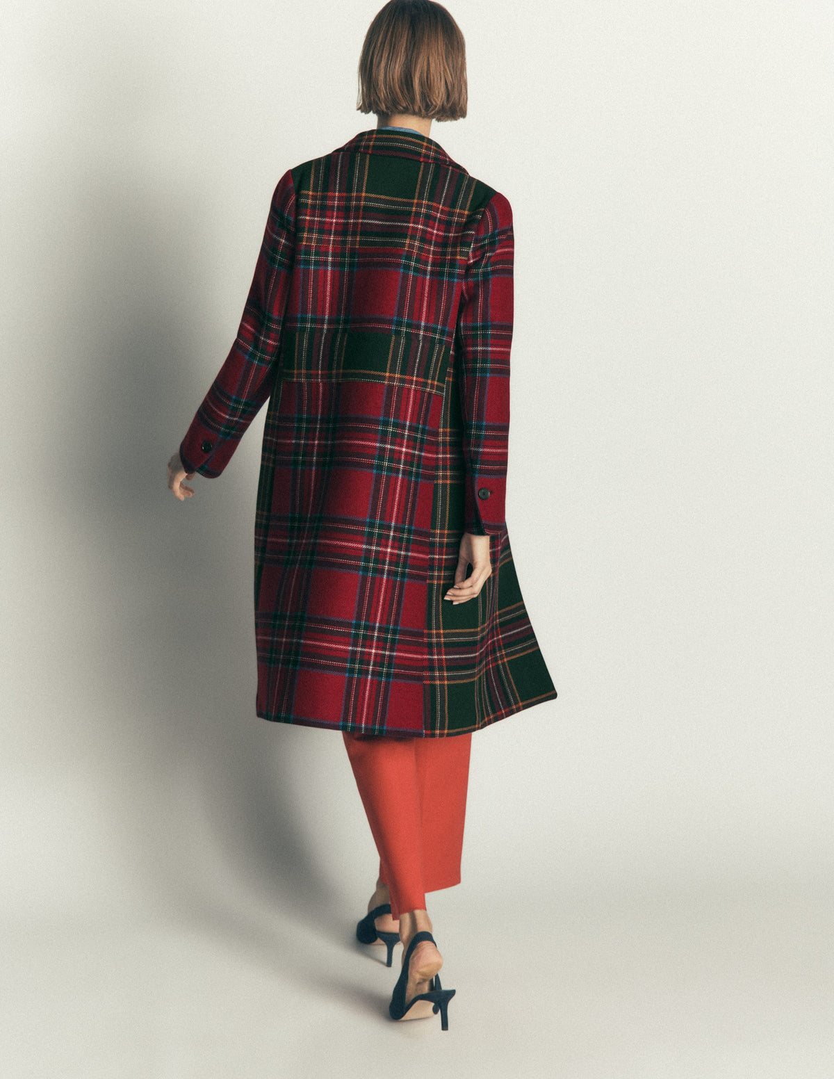 Aylesford Longline Coat-Red and Green Hotch Check-8