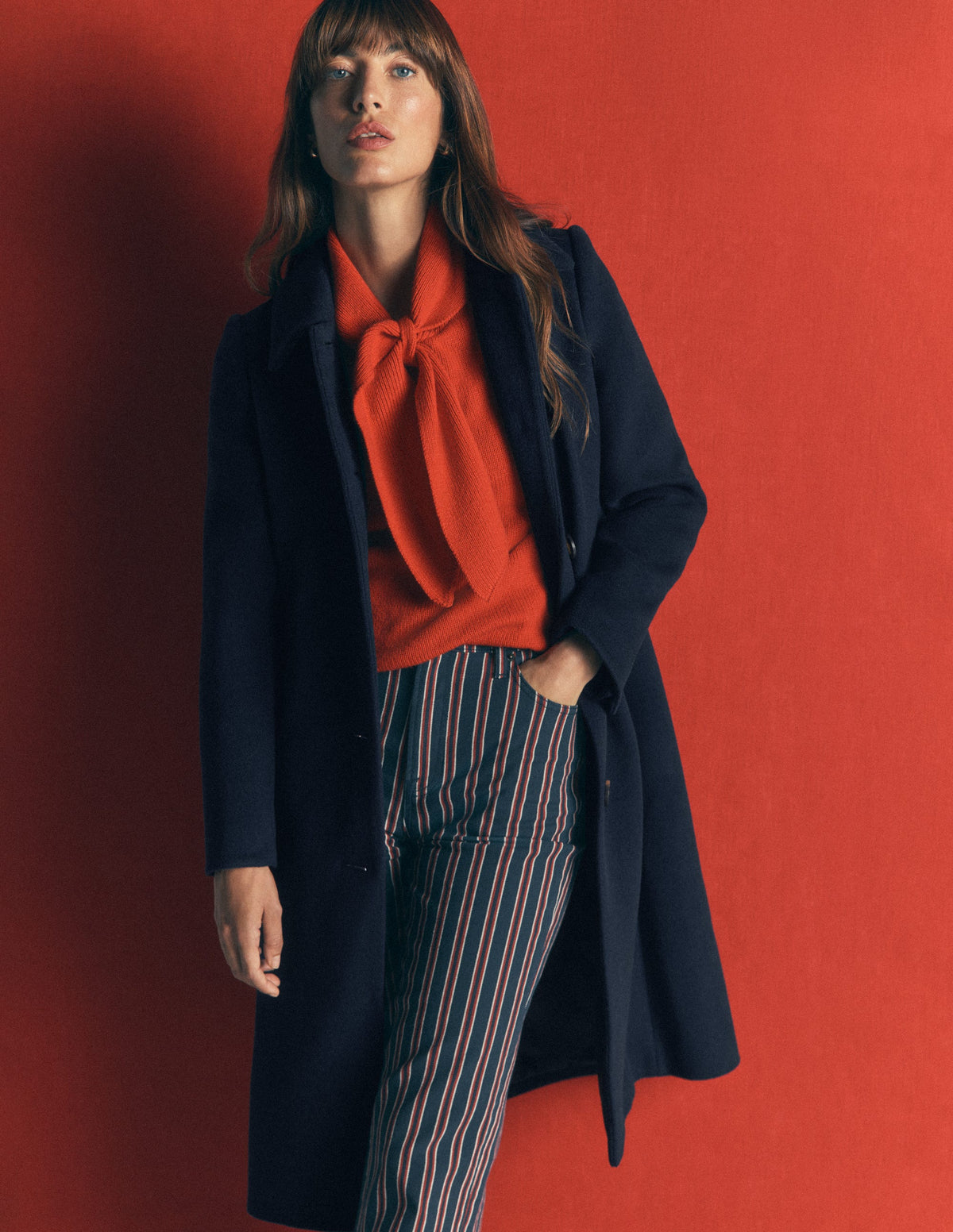 Aylesford Longline Coat-Navy - Image 1
