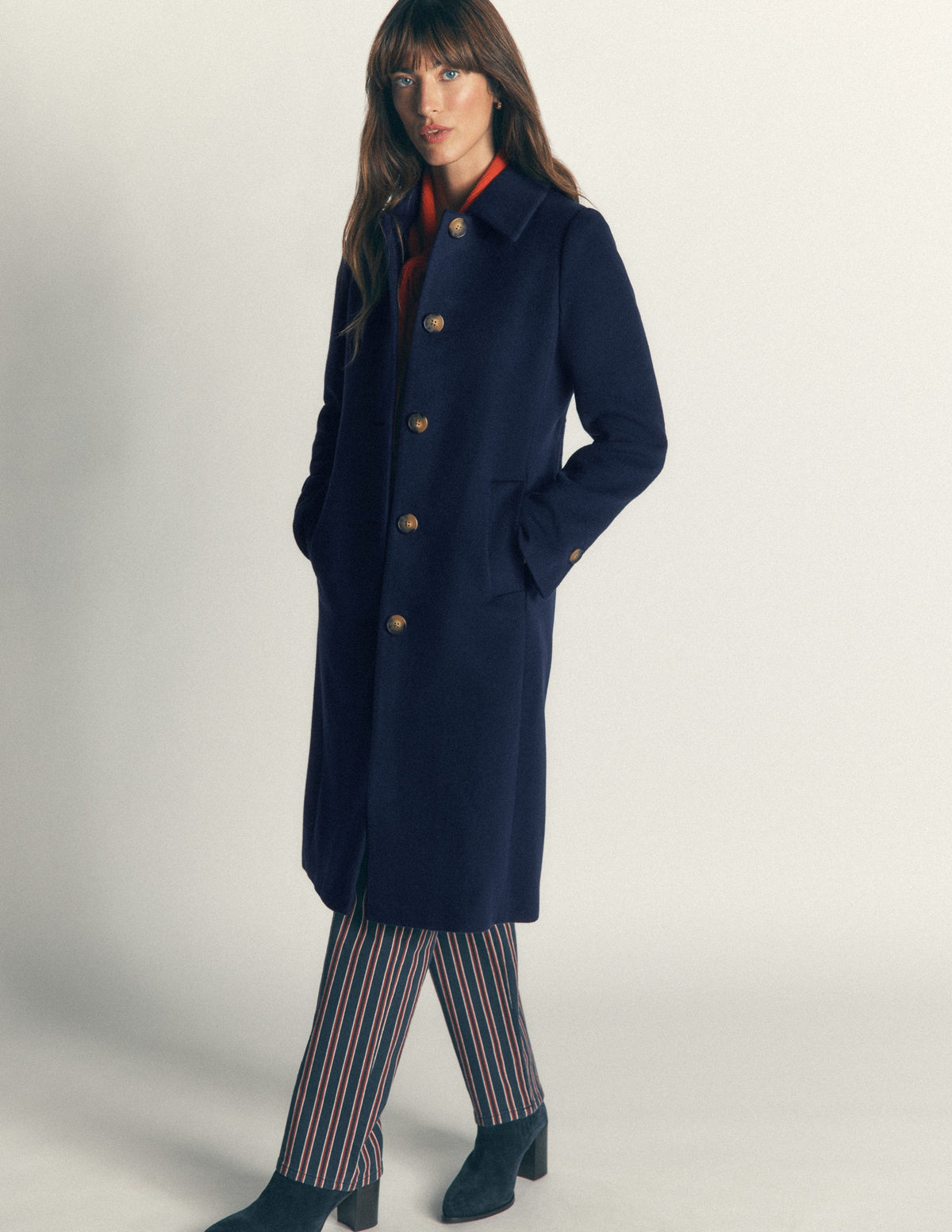 Aylesford Longline Coat-Navy-4