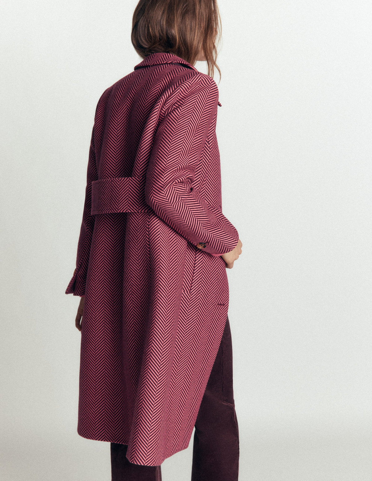 Aylesford Longline Coat-Herringbone-3