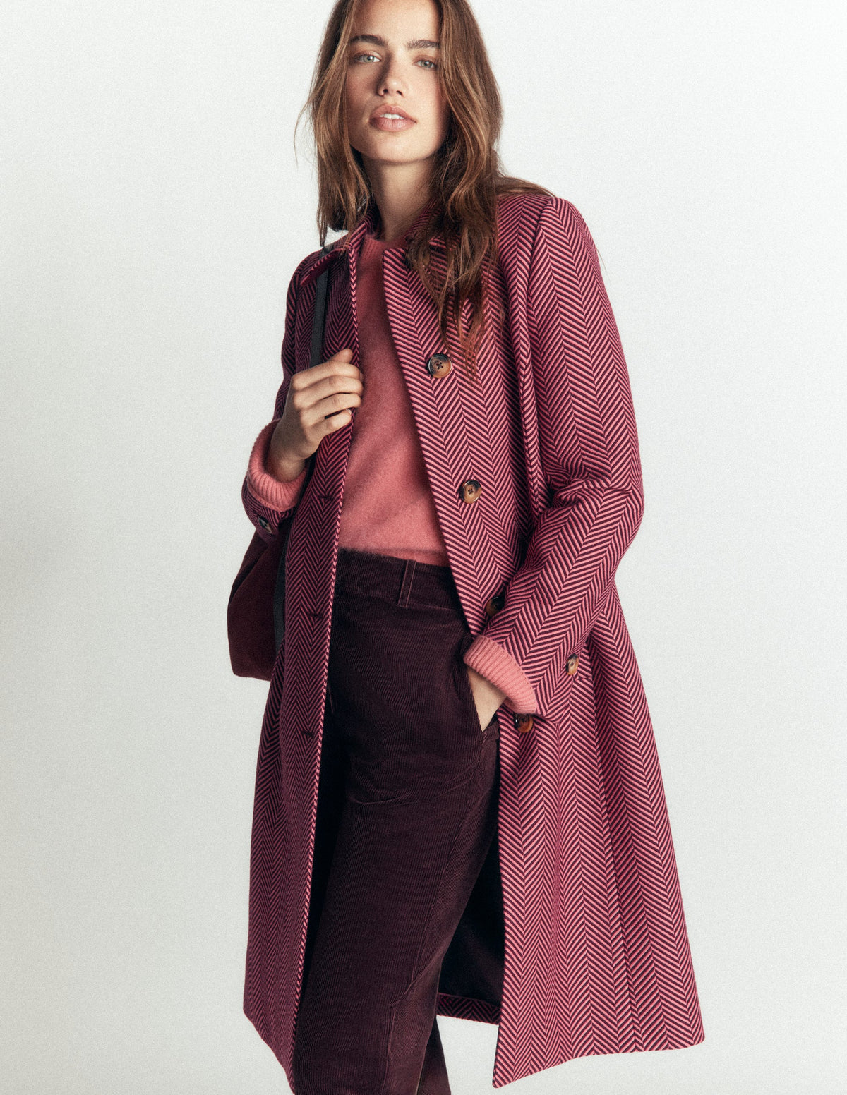 Aylesford Longline Coat-Herringbone-4