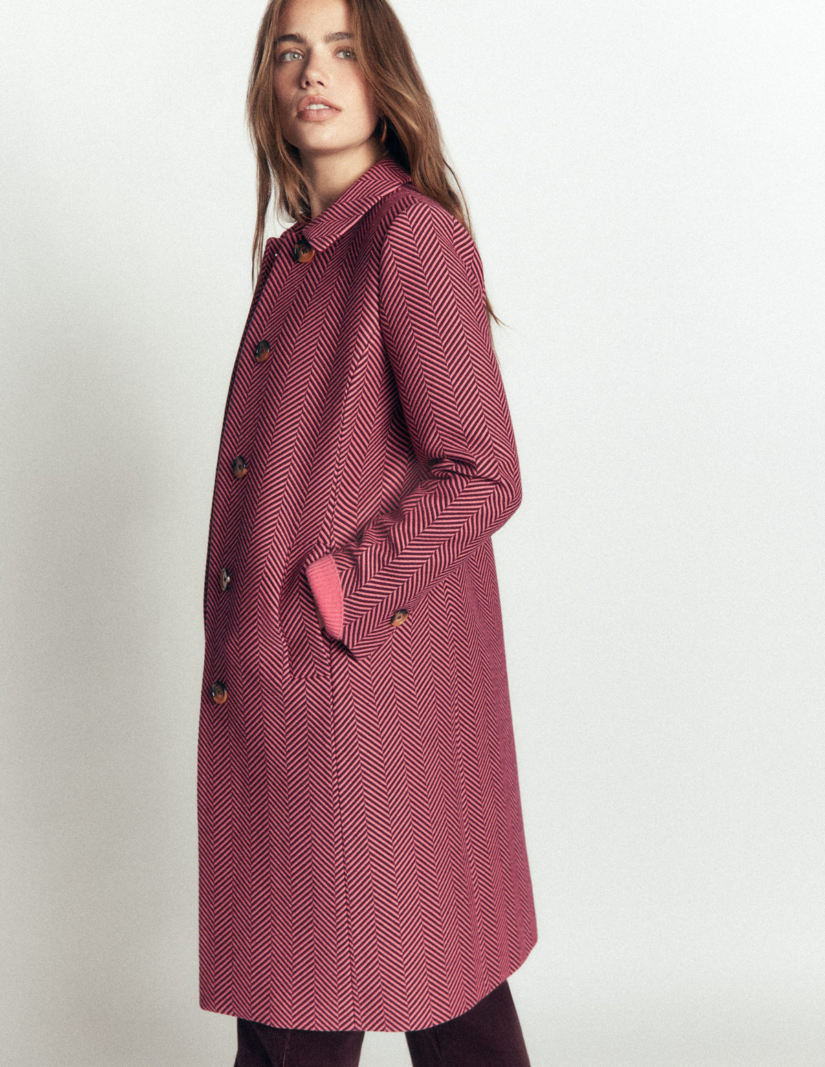 Aylesford Longline Coat-Herringbone-6