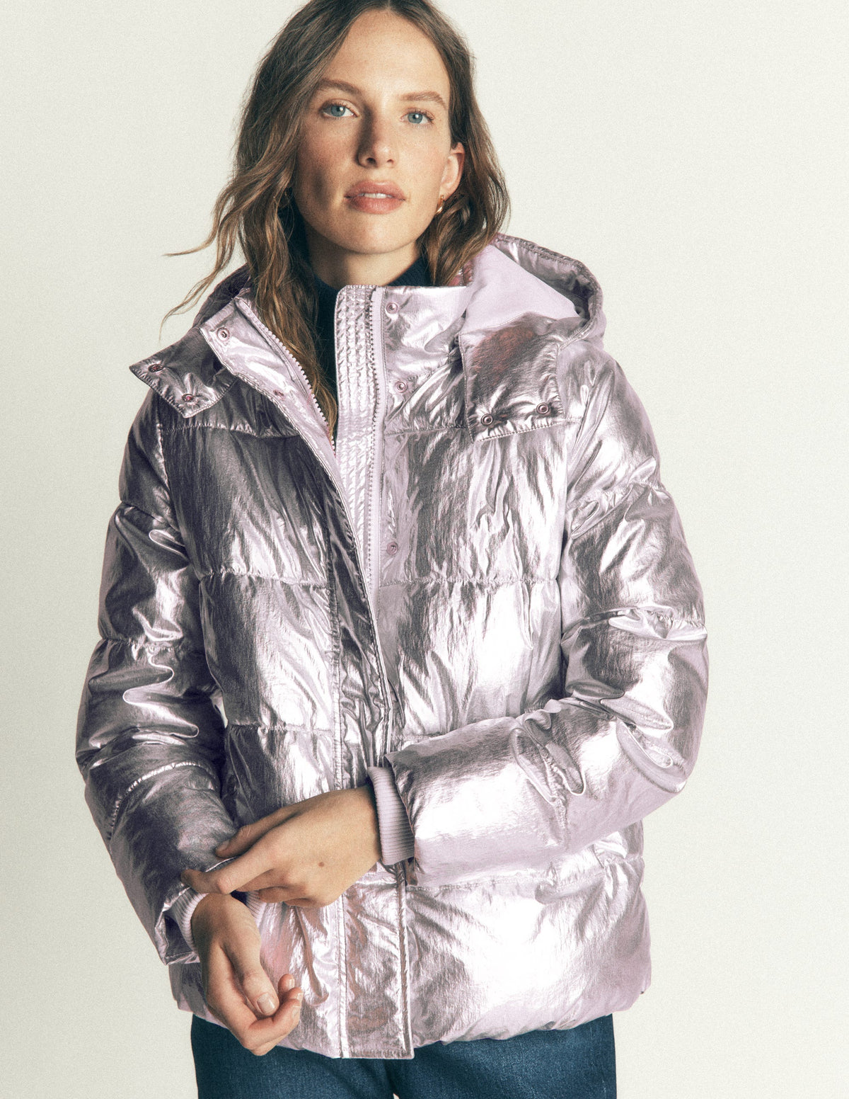 Short Padded Coat-Silver - Image 1