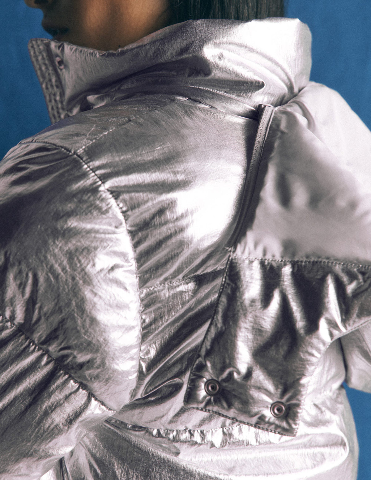 Short Padded Coat-Silver - Image 2