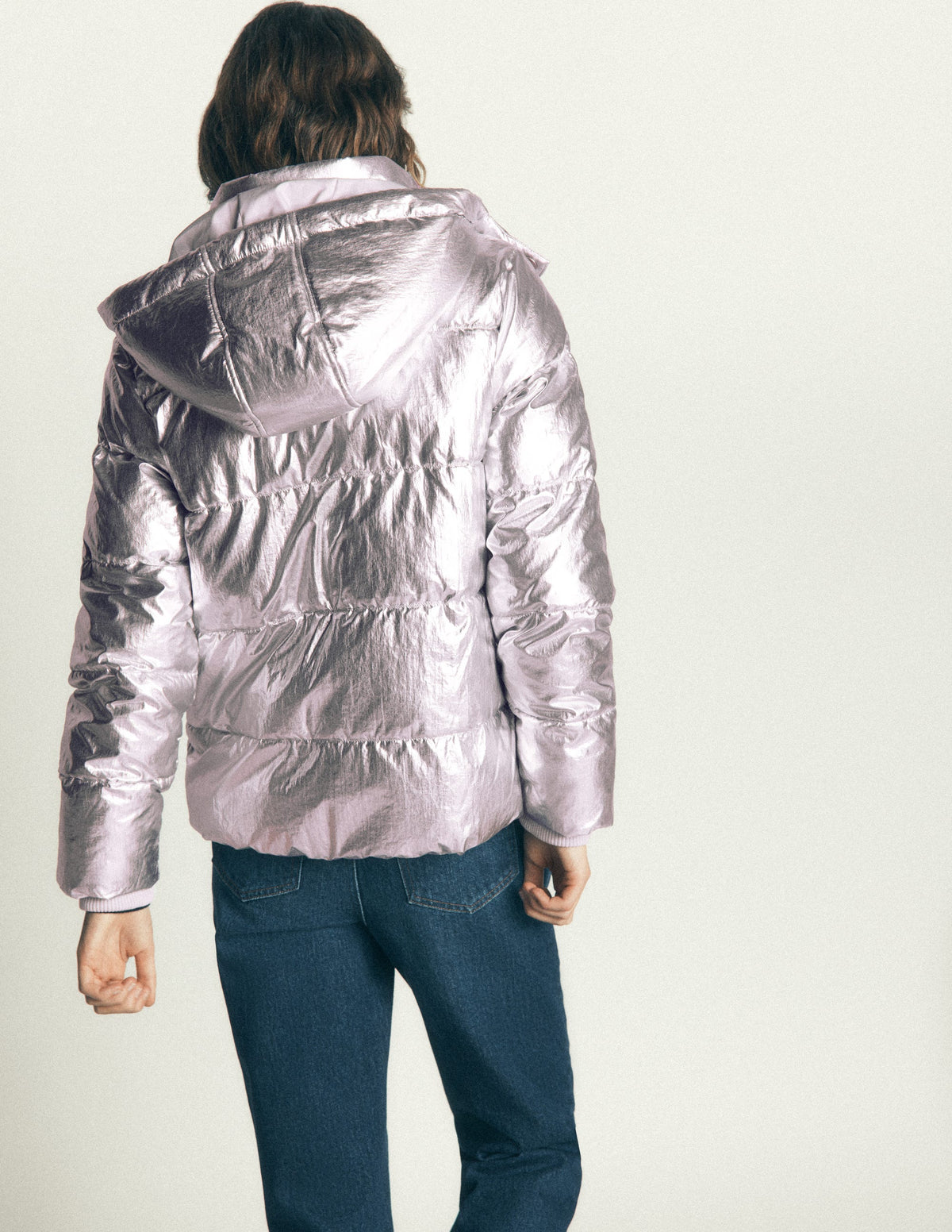Short Padded Coat-Silver-3