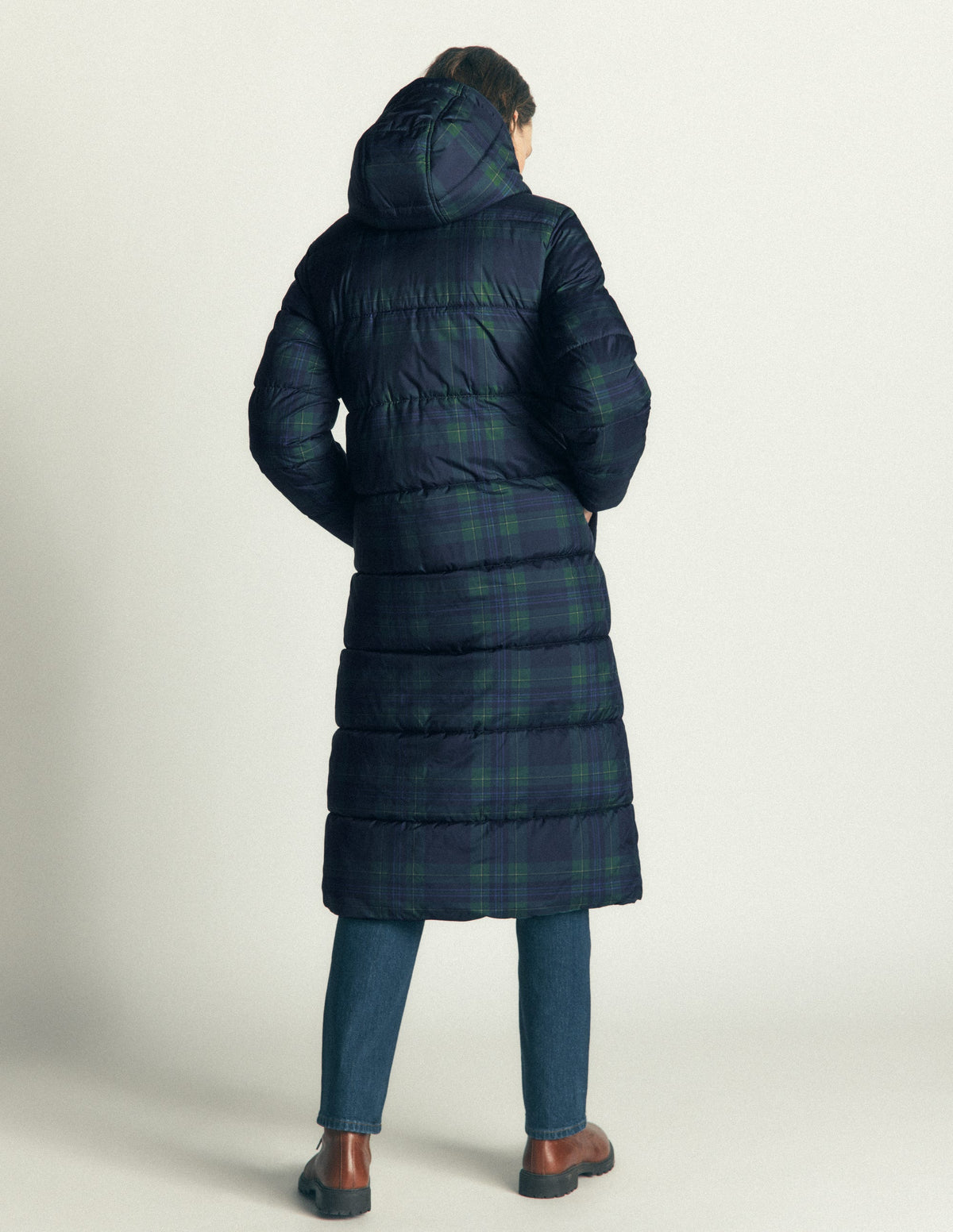 Long Raglan Padded Coat-Navy - Image 4