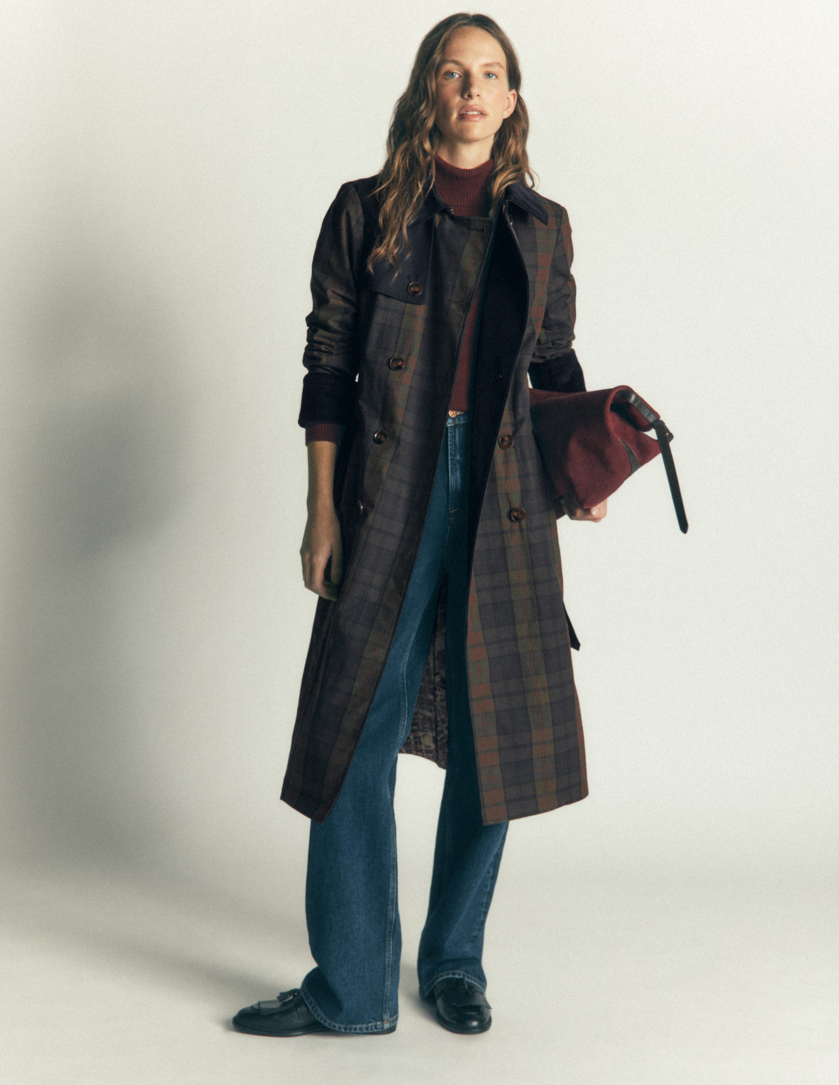 Wax Trench Coat-Olive and Camel Wax Check-1