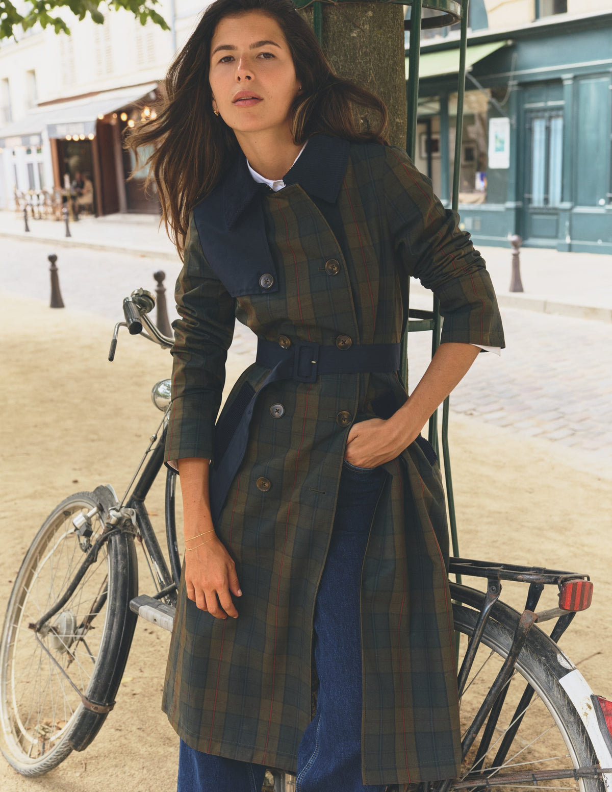 Wax Trench Coat-Olive and Camel Wax Check-5