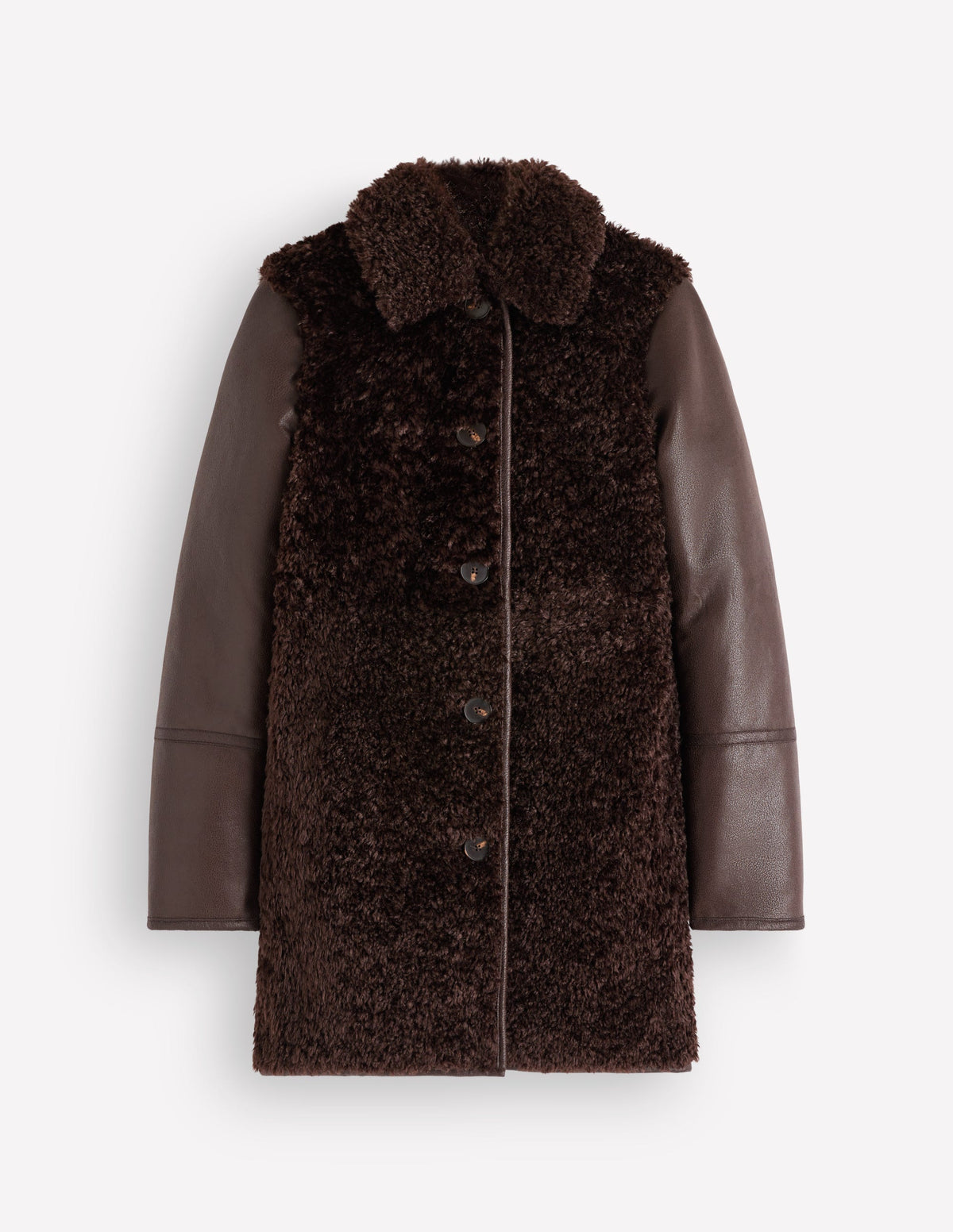 Teddy Fur Mix Coat-Bitter Chocolate - Image 6