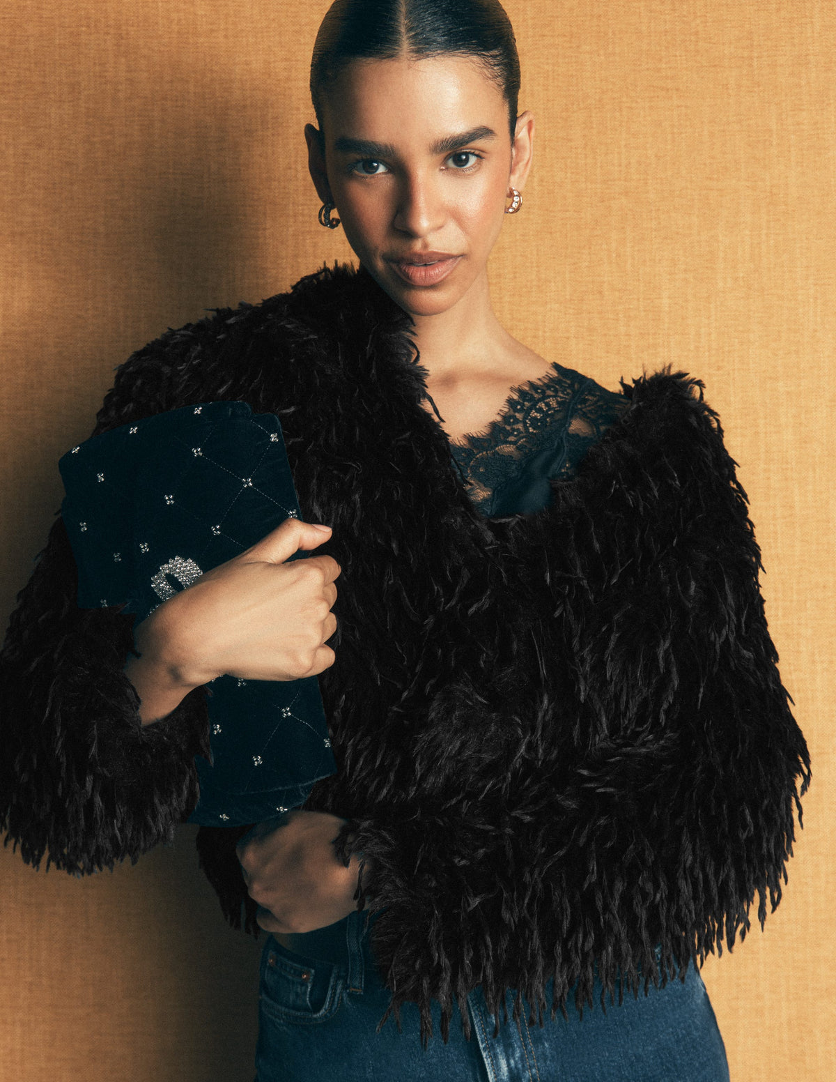 Feather Tassle Jacket-Black - Image 1