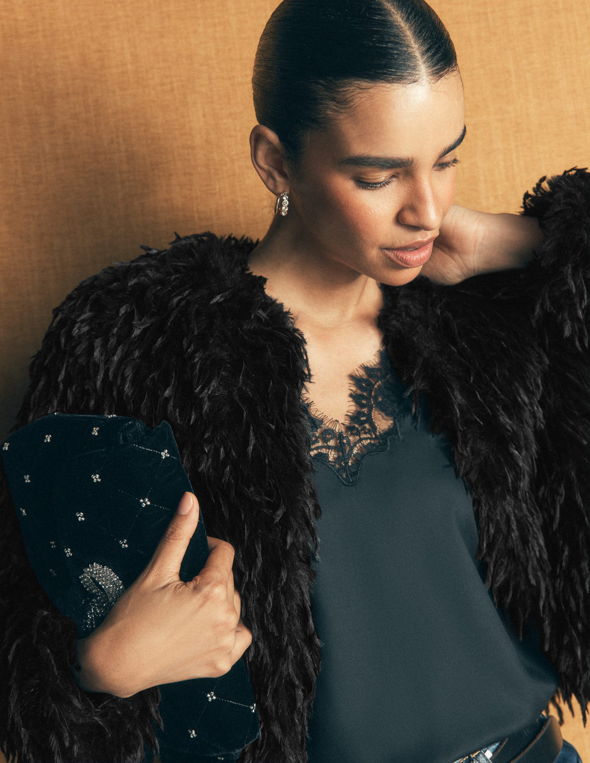 Feather Tassle Jacket-Black-2