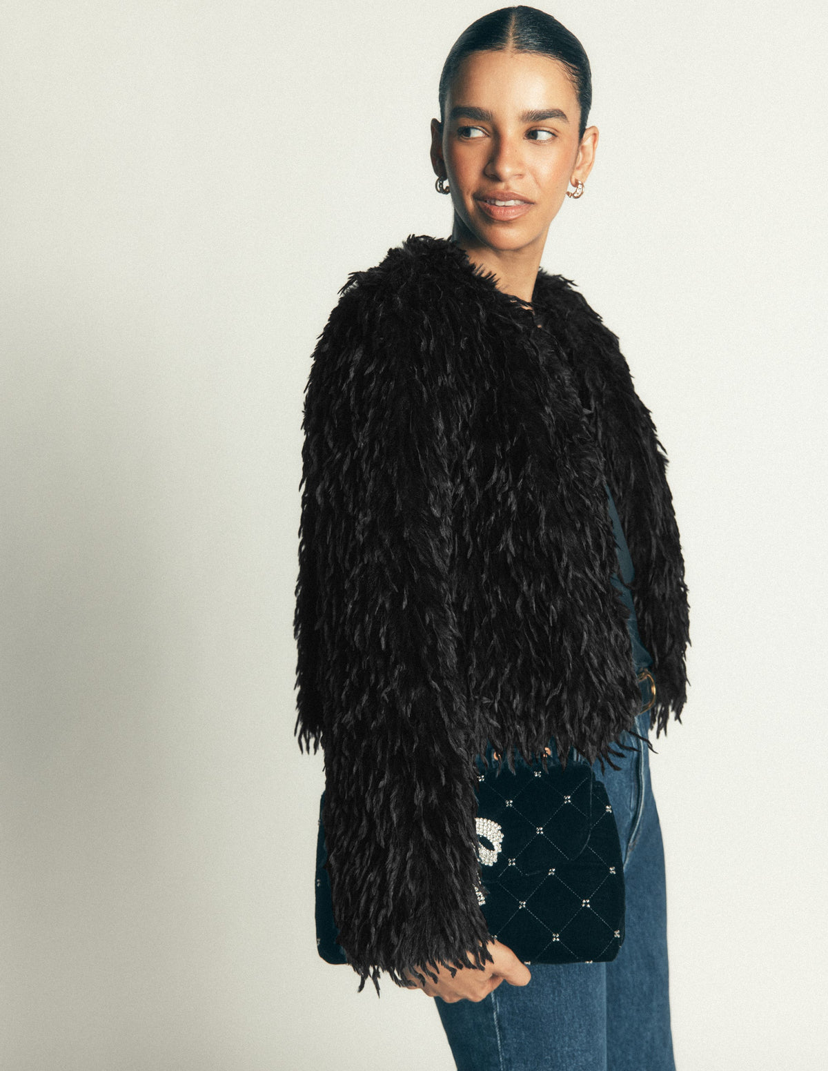 Feather Tassle Jacket-Black - Image 5