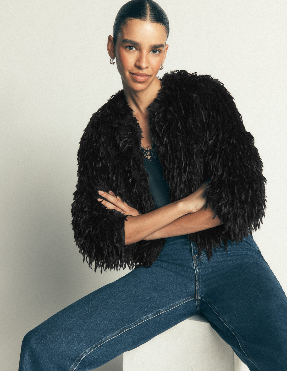 Feather Tassle Jacket-Black - Image 6