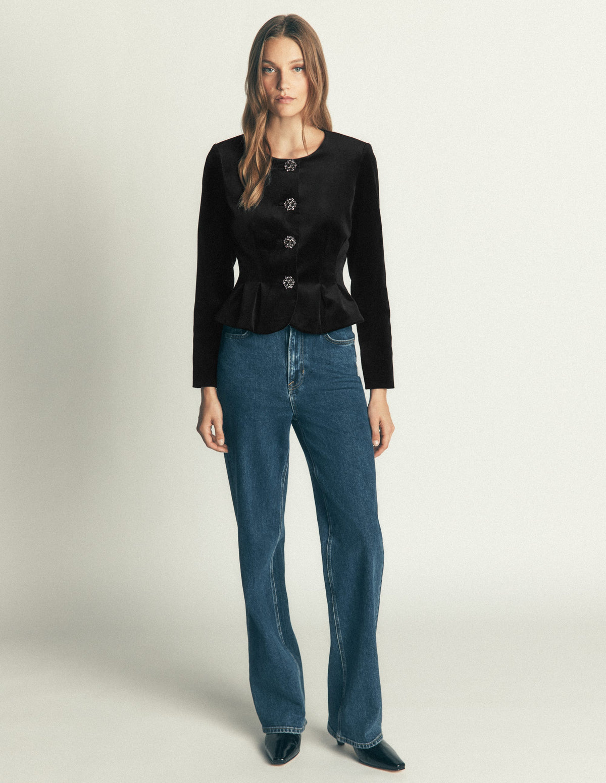 Velvet Waisted Jacket-Black - Image 8