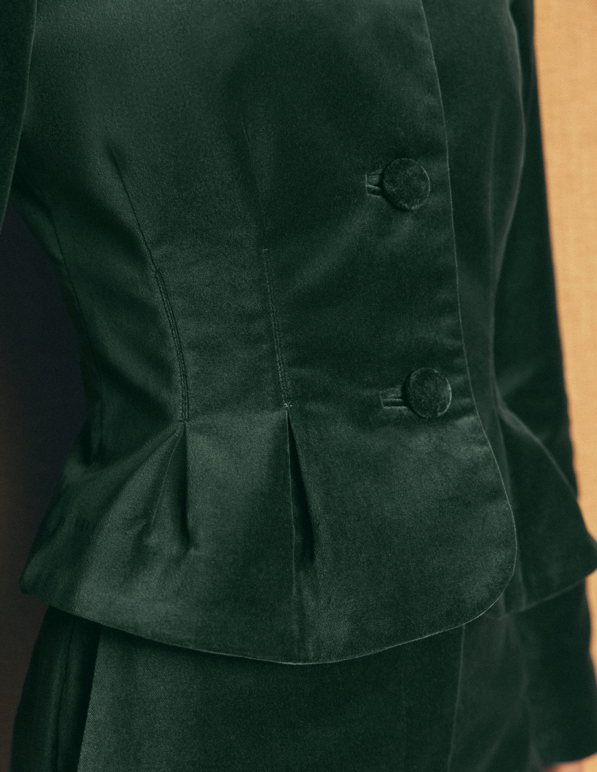 Velvet Waisted Jacket-Hunter Green - Image 2