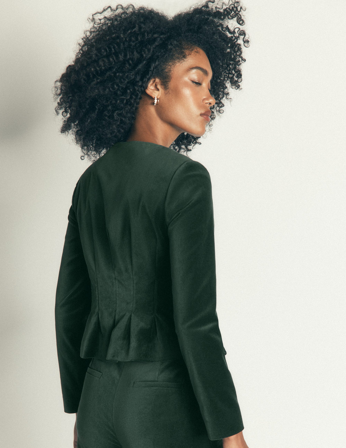 Velvet Waisted Jacket-Hunter Green - Image 3
