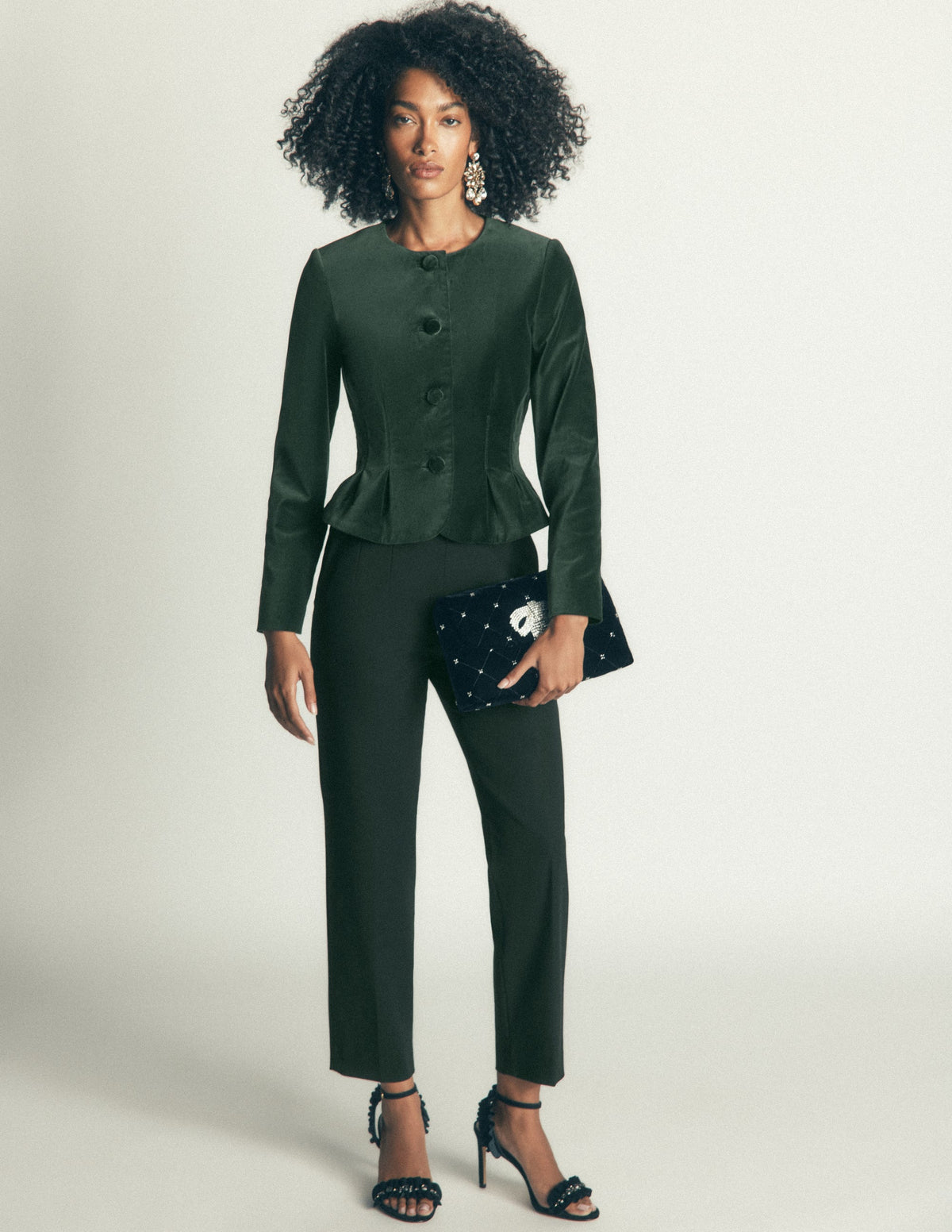 Velvet Waisted Jacket-Hunter Green - Image 6