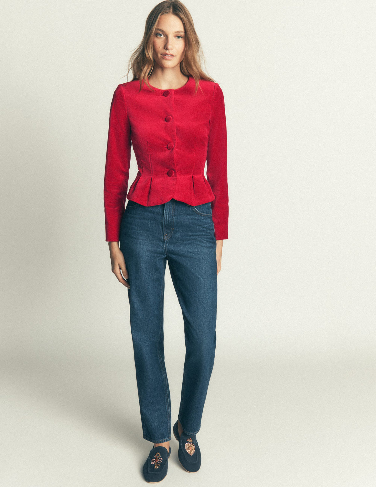 Velvet Waisted Jacket-Savvy Red - Image 4
